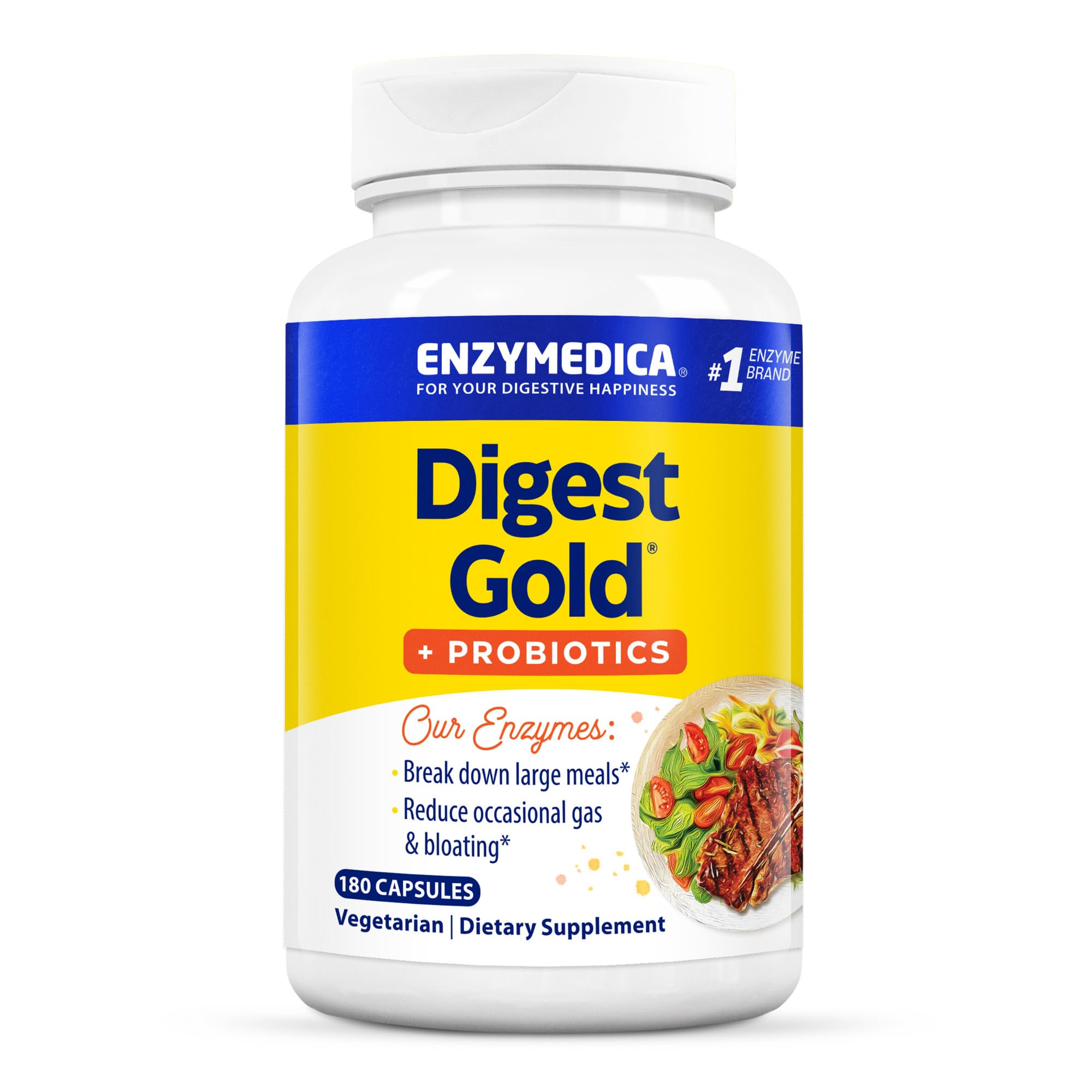 Enzymedica Digest Gold + Probiotics, 2-in-1 Digestive Enzymes & Probiotic Support, Promotes Gut Health with 1 Billion Active Cultures, 180 Capsules Enzymedica uk supplements