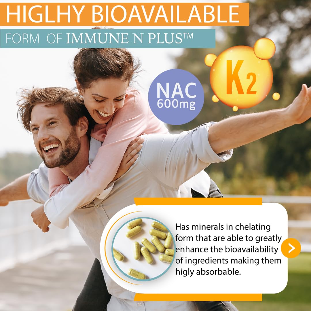 (60 Capsules), NAC 600mg, Quercetin 1,000mg, Vitamin C 500mg, Zinc 50mg, Vitamin D3 5,000iu, Selenium, Copper, Acerola, Ginger, Rutin, Citrus Bioflavonoids, Rose Hips, Echinacea, Immune N Plus 15 in 1 KAPPA NUTRITION uk supplements