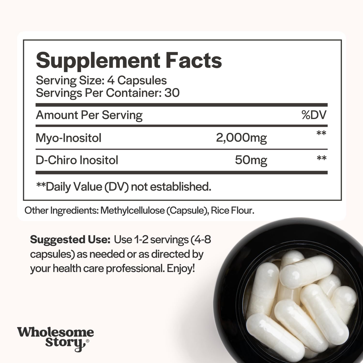 Wholesome Story Myo-Inositol & D-Chiro Inositol Supplement for Women | Fertility Supplements for Hormonal Balance & Ovarian Health Support | Myoinositol | Ideal 40:1 Ratio | 30 Servings Wholesome Story uk supplements