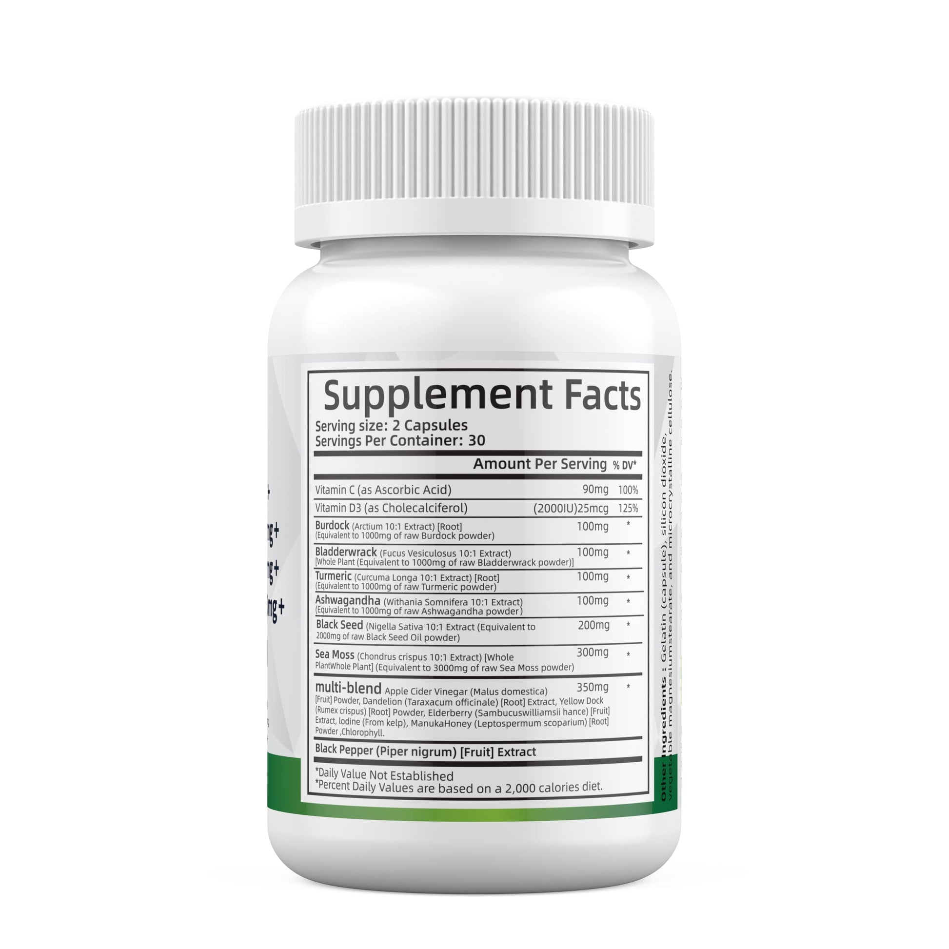 Sea Moss 3000mg Black Seed Oil 2000mg Ashwagandha 1000mg Turmeric 1000mg Alodi uk supplements