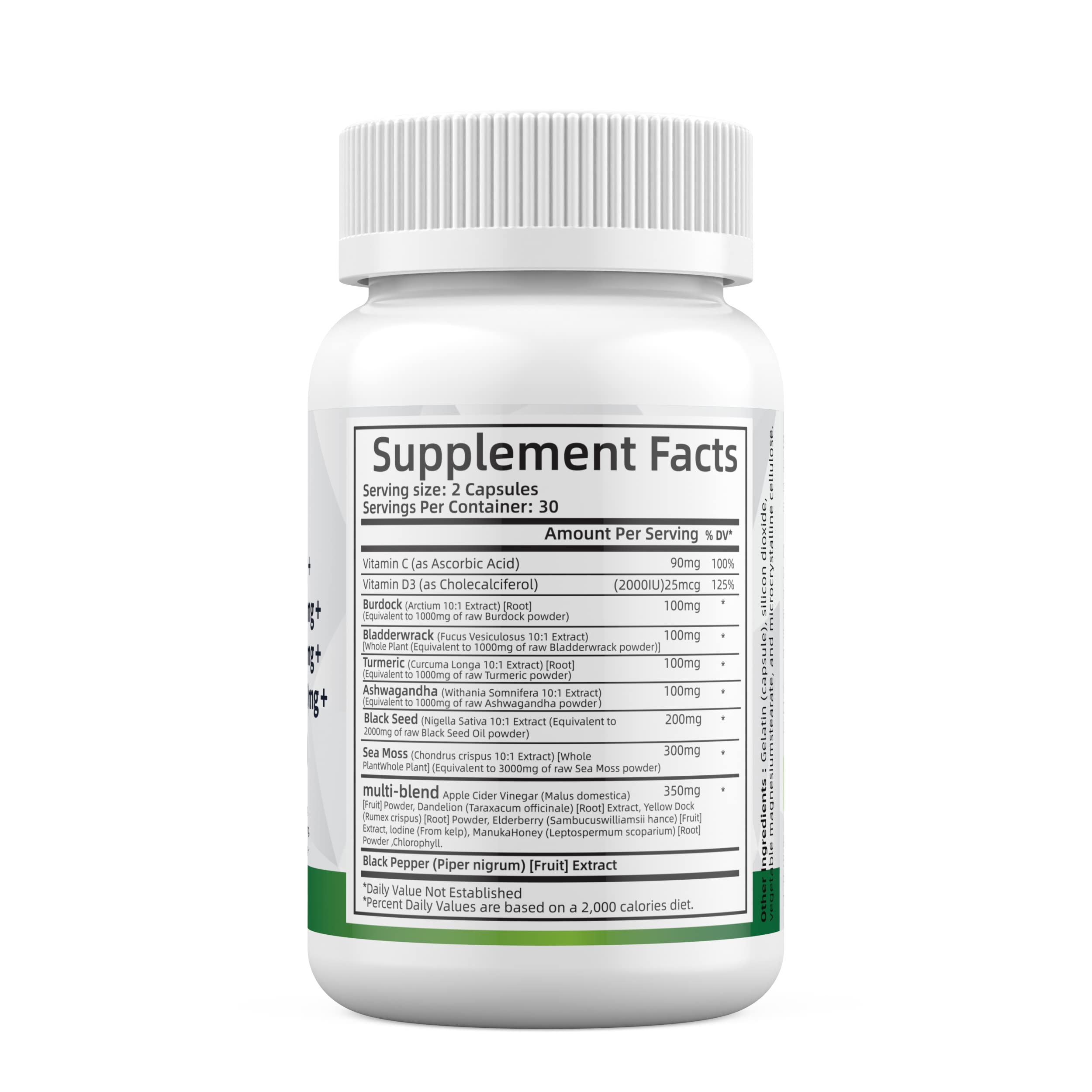 Sea Moss 3000mg Black Seed Oil 2000mg Ashwagandha 1000mg Turmeric 1000mg Alodi uk supplements