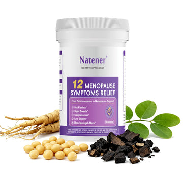 Natener Menopause Supplement for Women, Relieves 12 Menopausal Symptoms* | Black Cohosh + Soy Isoflavones + Ashwagandha + Moringa | for Alleviate Hot Flashes*, Night Sweats*, Weight* & Mood Swings* Natener uk supplements