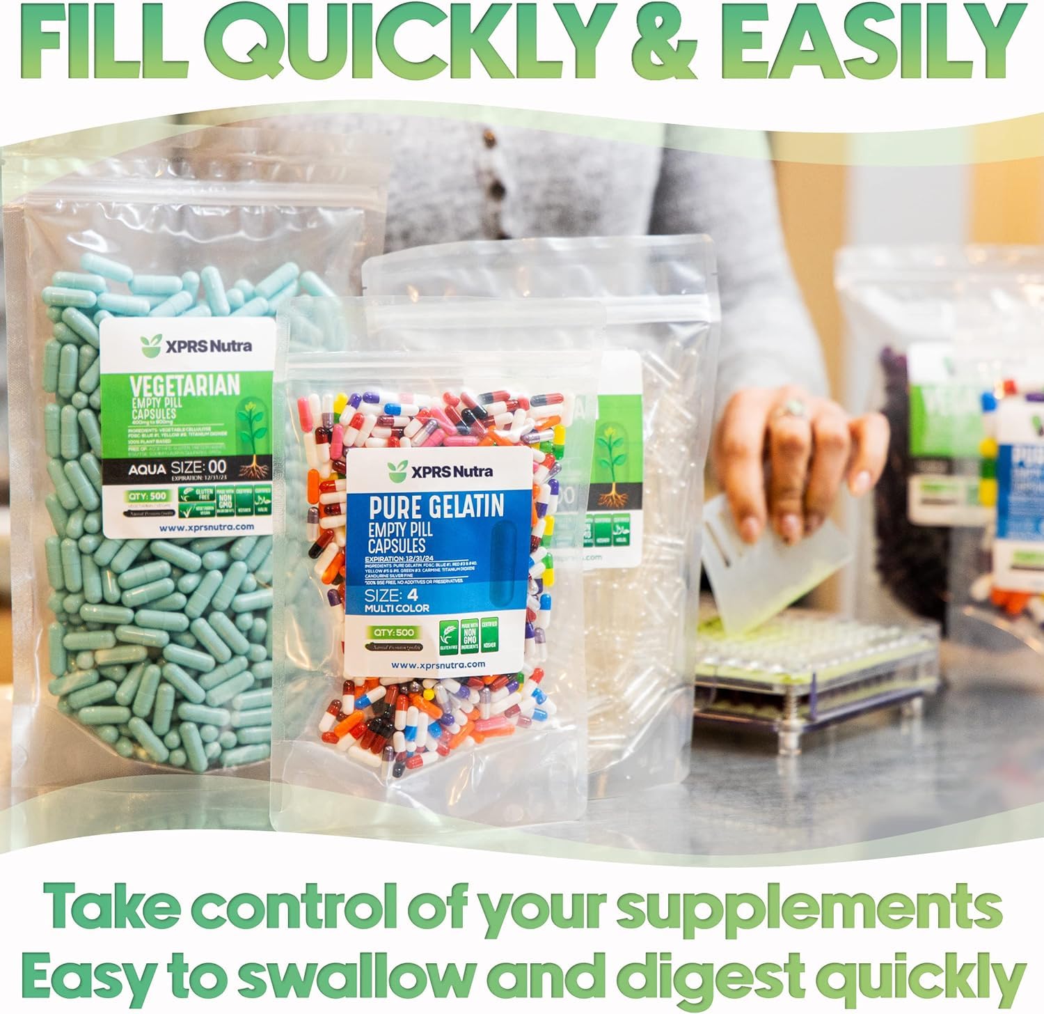 XPRS Nutra Size 0 Empty Capsules - 100 Clear Count Empty Vegan Capsules - Vegetarian Pill - DIY Vegetable Capsule Filling -Veggie Pills for Do-It-Yourself Supplements XPRS Nutra uk supplements