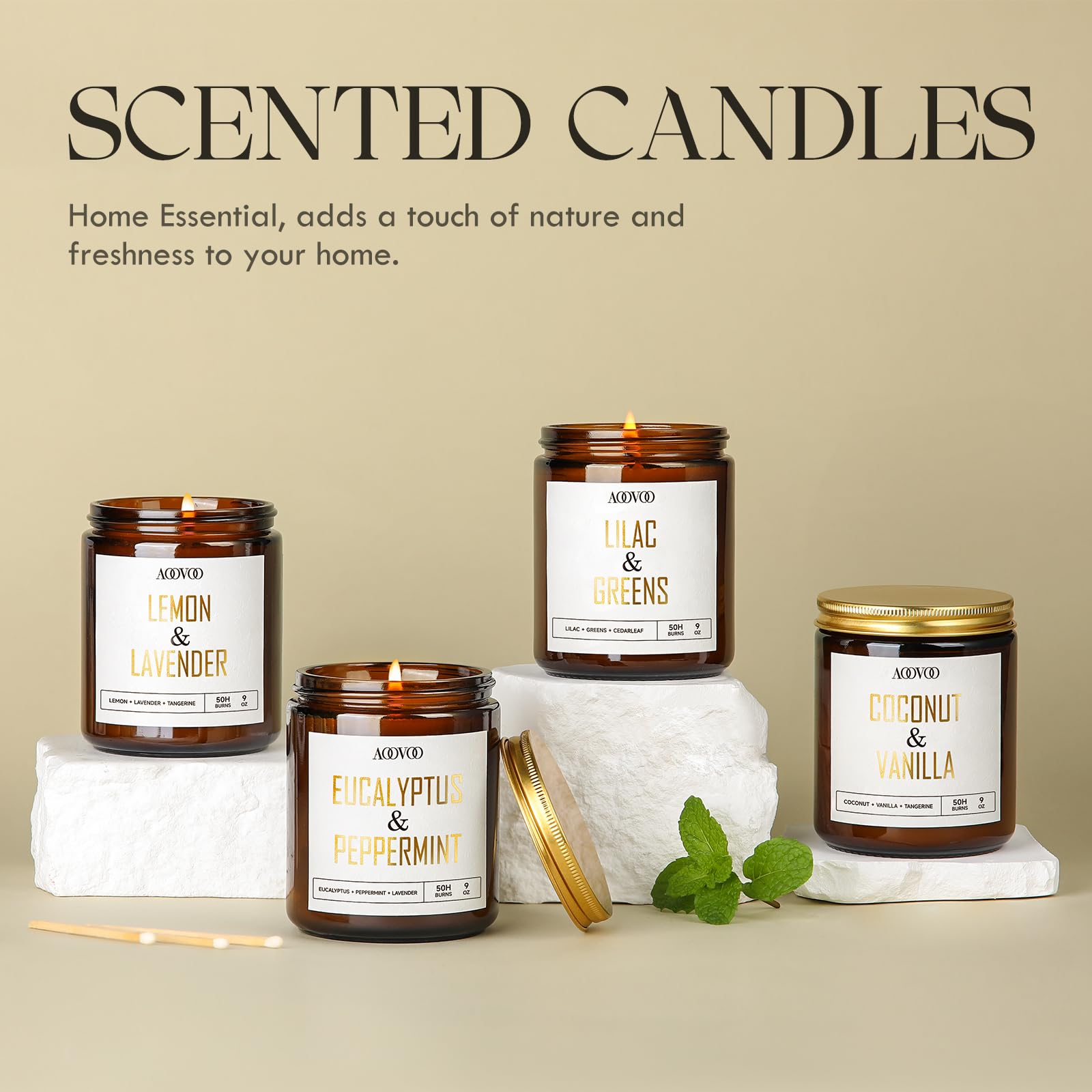 AOOVOO Lilac Candle, Candles Gifts for Women, Green Leaves Lilac Candle, Scented Candle AOOVOO uk supplements