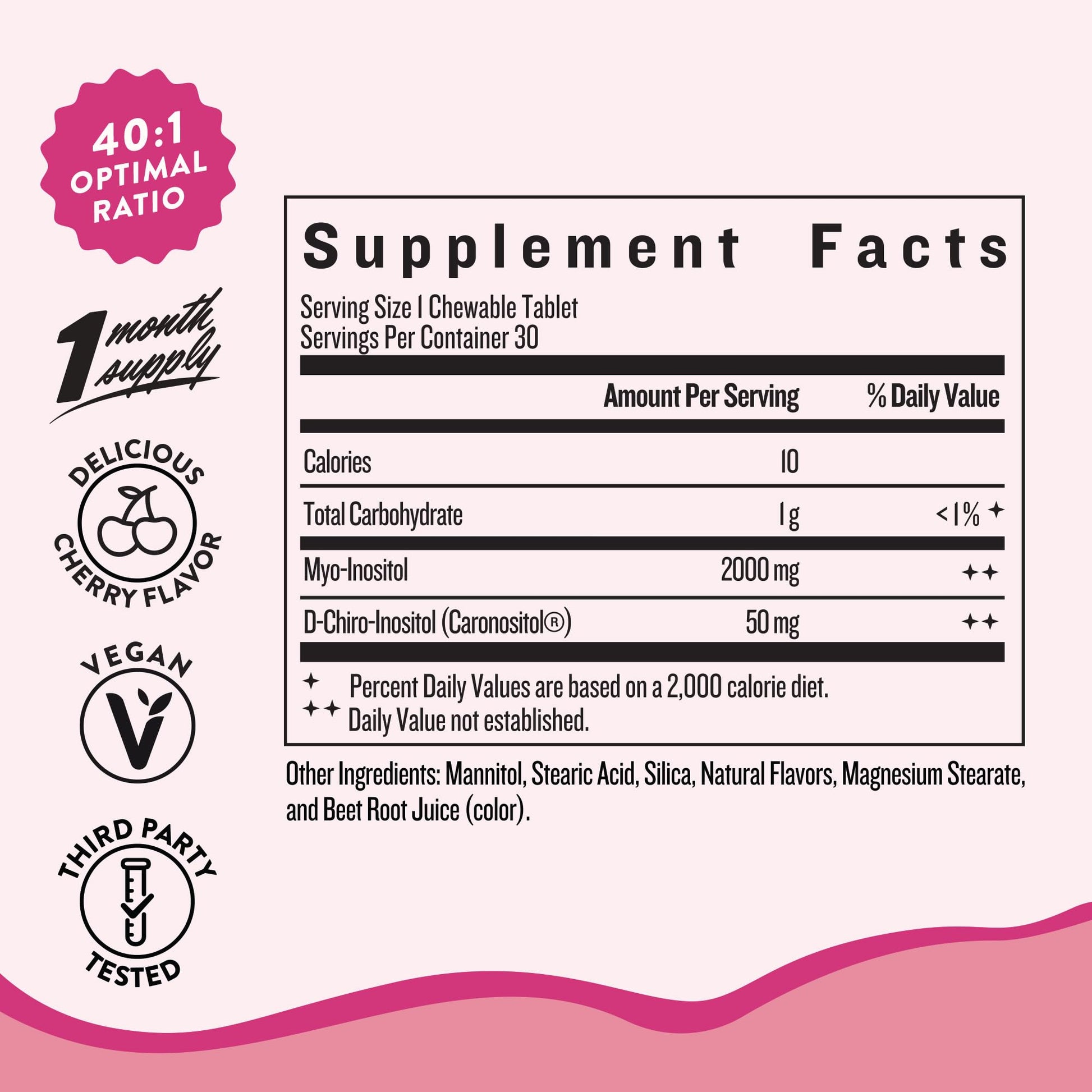 Legendairy Milk Myo-Inositol & D-Chiro Inositol Supplement for Women, 40:1 Ratio, PCOS & Fertility Support, Hormone Balance, Sugar Free Vegan Chewable Tablets, Cherry Flavor, 30 Day Supply Legendairy Milk uk supplements