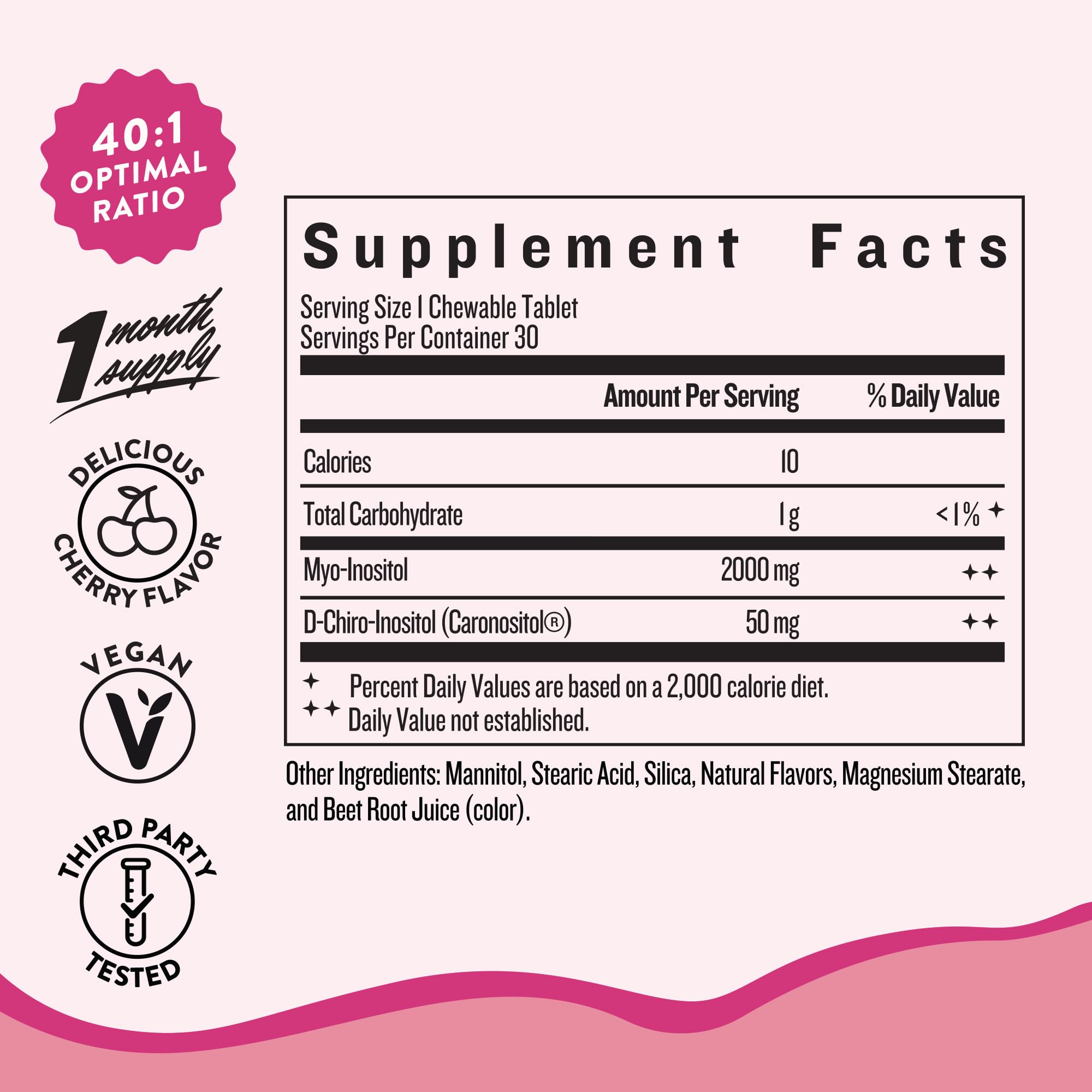 Legendairy Milk Myo-Inositol & D-Chiro Inositol Supplement for Women, 40:1 Ratio, PCOS & Fertility Support, Hormone Balance, Sugar Free Vegan Chewable Tablets, Cherry Flavor, 30 Day Supply Legendairy Milk uk supplements