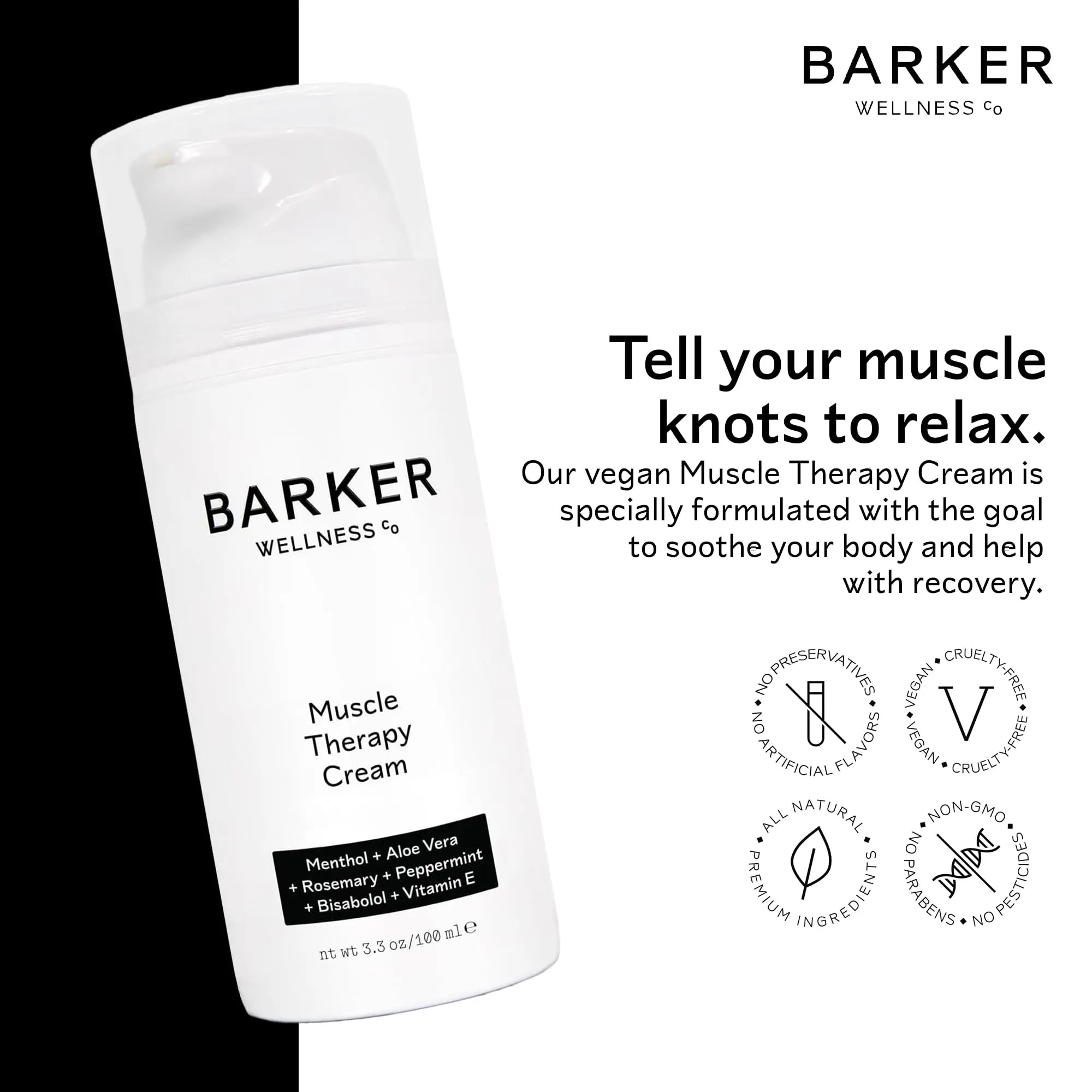 Barker Wellness Soothing Muscle Therapy Cream | Advanced Joint & Muscle Relief for Recovery & Relaxation | Enriched with Antioxidants & Moisturizing Vitamin E | All-Natural Vegan Formula (100ml) Barker Wellness Co uk supplements