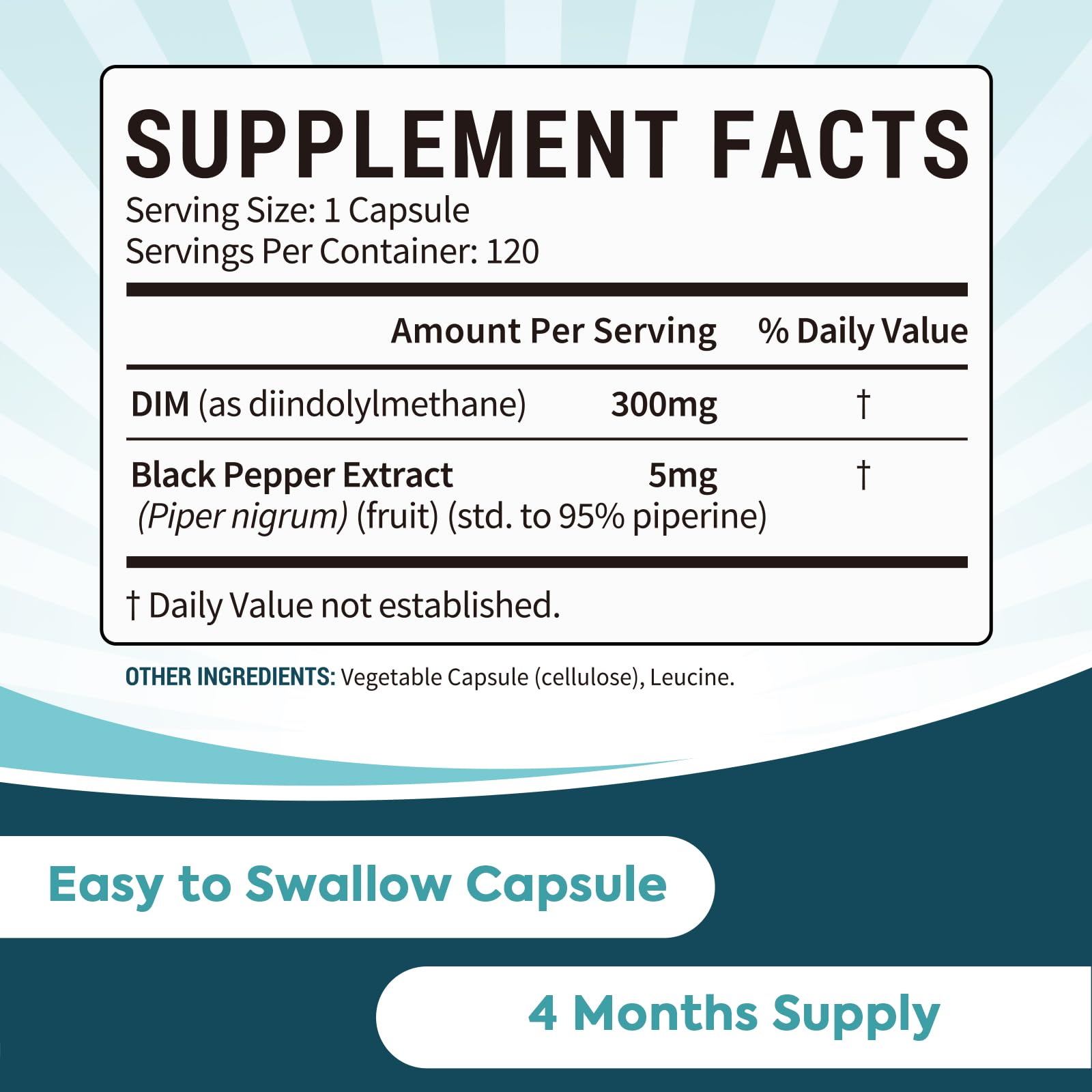 Surebounty DIM Supplement 300mg for Women & Men, Estrogen Balance & Metabolism, Hormone Balance, Menopause Support, Energy Maintainence, High Absorption with Black Pepper Extract, 120 Caps Surebounty uk supplements