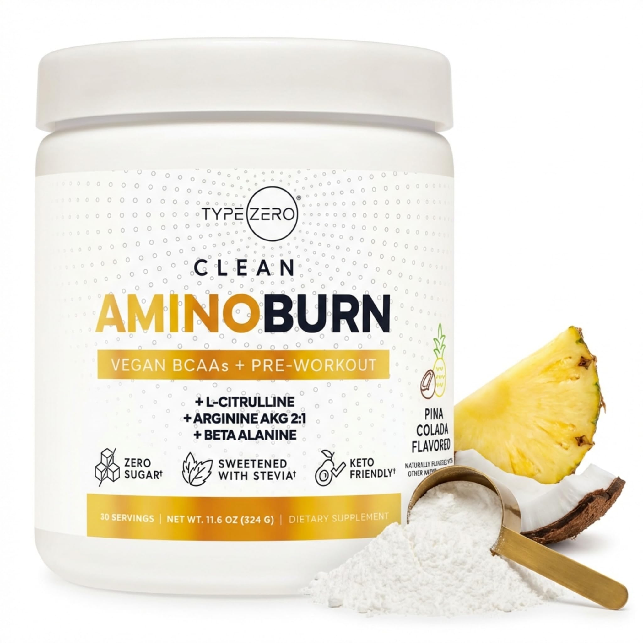 Type Zero Amino Burn Vegan BCAAs + Pre-Workout (Pina Colada Flavored) Type Zero uk supplements