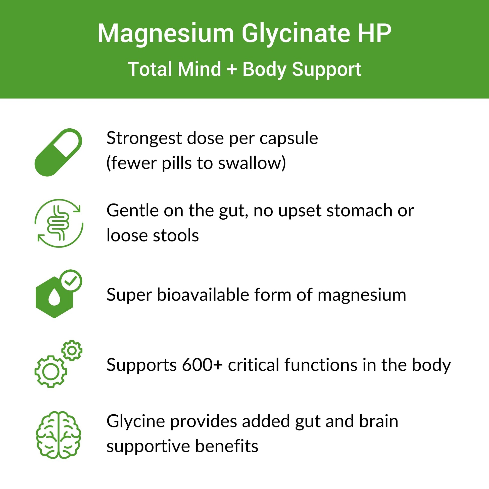 Healthy Gut Magnesium-HP | Ultra Pure Magnesium Glycinate Capsules with Zero Fillers | 180 mg Magnesium Glycinate | 90 Servings Healthy Gut uk supplements
