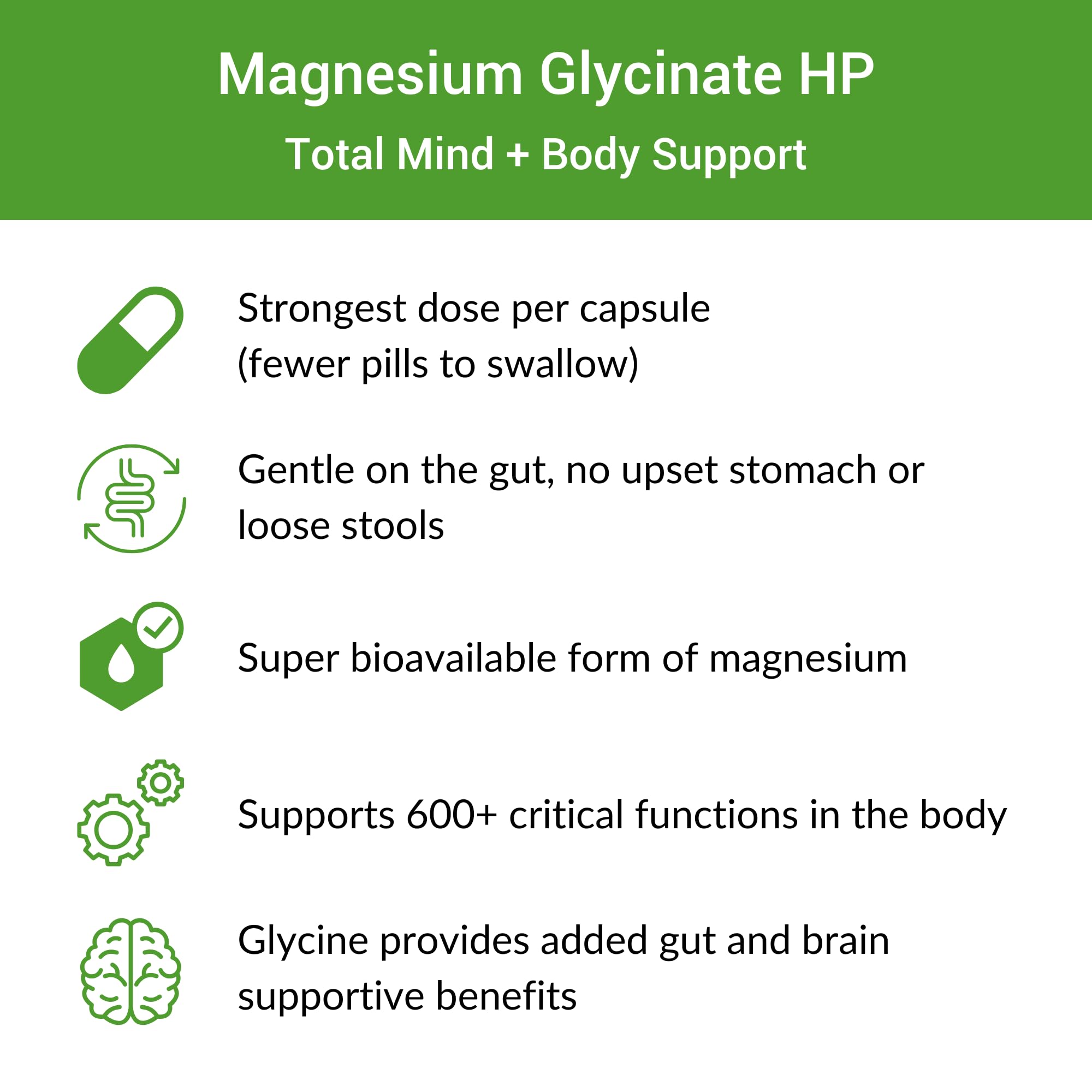 Healthy Gut Magnesium-HP | Ultra Pure Magnesium Glycinate Capsules with Zero Fillers | 180 mg Magnesium Glycinate | 90 Servings Healthy Gut uk supplements