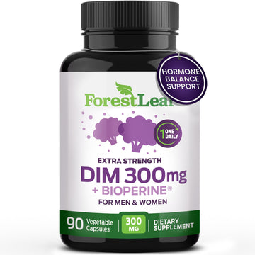ForestLeaf DIM Supplement - 300mg DIM Estrogen Supplement for Women/Men - Diindolylmethane with BioPerine Black Pepper - Support for Detox, Metabolism, Hormone Balance & Menopause - 90 Caps ForestLeaf uk supplements