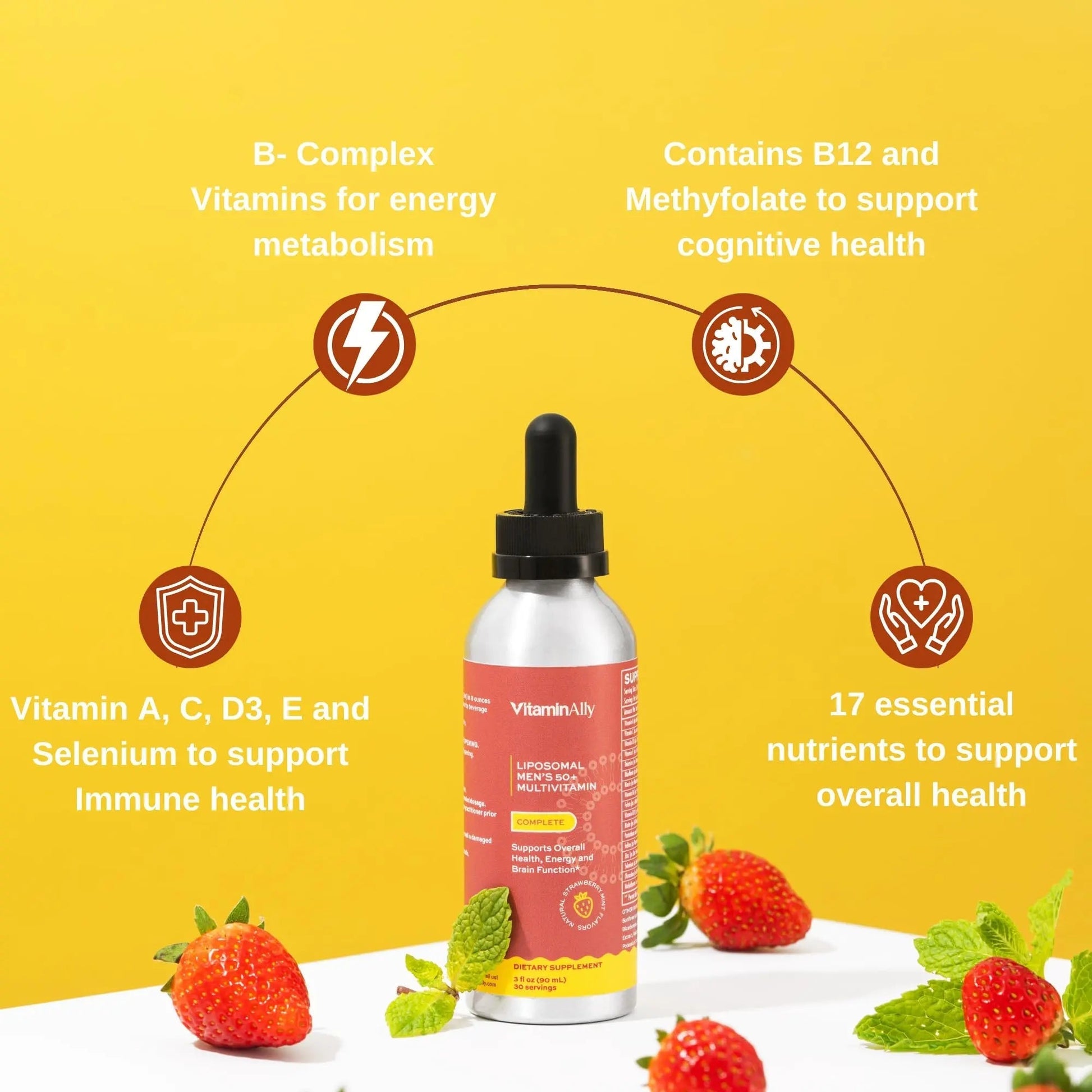 Vitaminally Liposomal Men's 50+ Liquid Multivitamin Drops | Non-GMO | Sugar Free | Gluten Free | 30 Day Supply | 3 FL Oz | Vitaminally uk supplements
