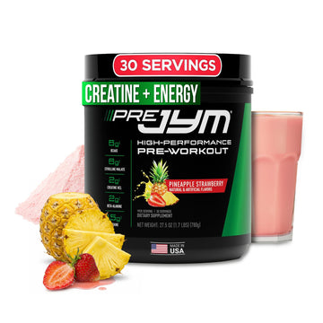 JYM Supplement Science Pre JYM Pineapple Strawberry Pre Workout Powder for Men & Women, BCAAs, Nootropics, Creatine HCI, Citrulline, Beta-Alanin JYM Supplement Science uk supplements