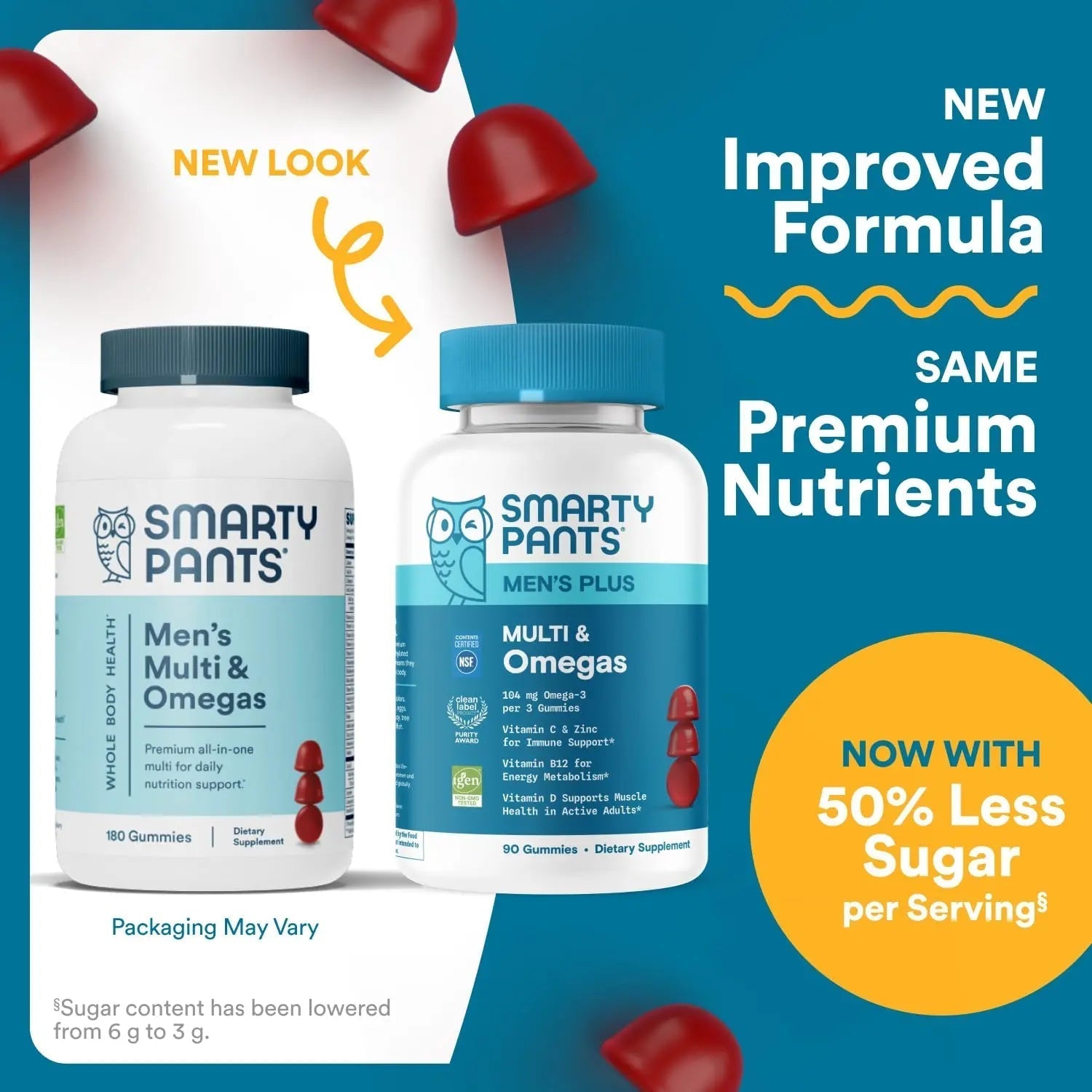 SmartyPants Men's Multivitamin Gummies - Improved Formula: Omega 3 (DHA/EPA), Methylfolate, Vitamin D3, C, Vitamin B12, B6, Vitamin A SmartyPants uk supplements