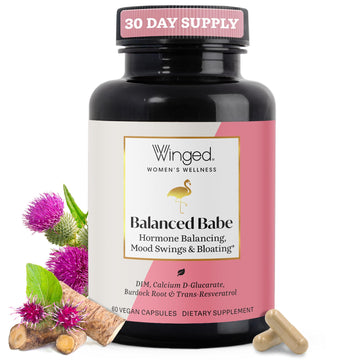 Winged Wellness Balance Babe, Hormone Balance & Estrogen Detox Supplement for Women - 100mg DIM & Calcium D-Glucarate & Milk Thistle for PMS Bloating, Cramps, Mood & Hormonal Acne Support, 60 Capsules Winged Wellness uk supplements