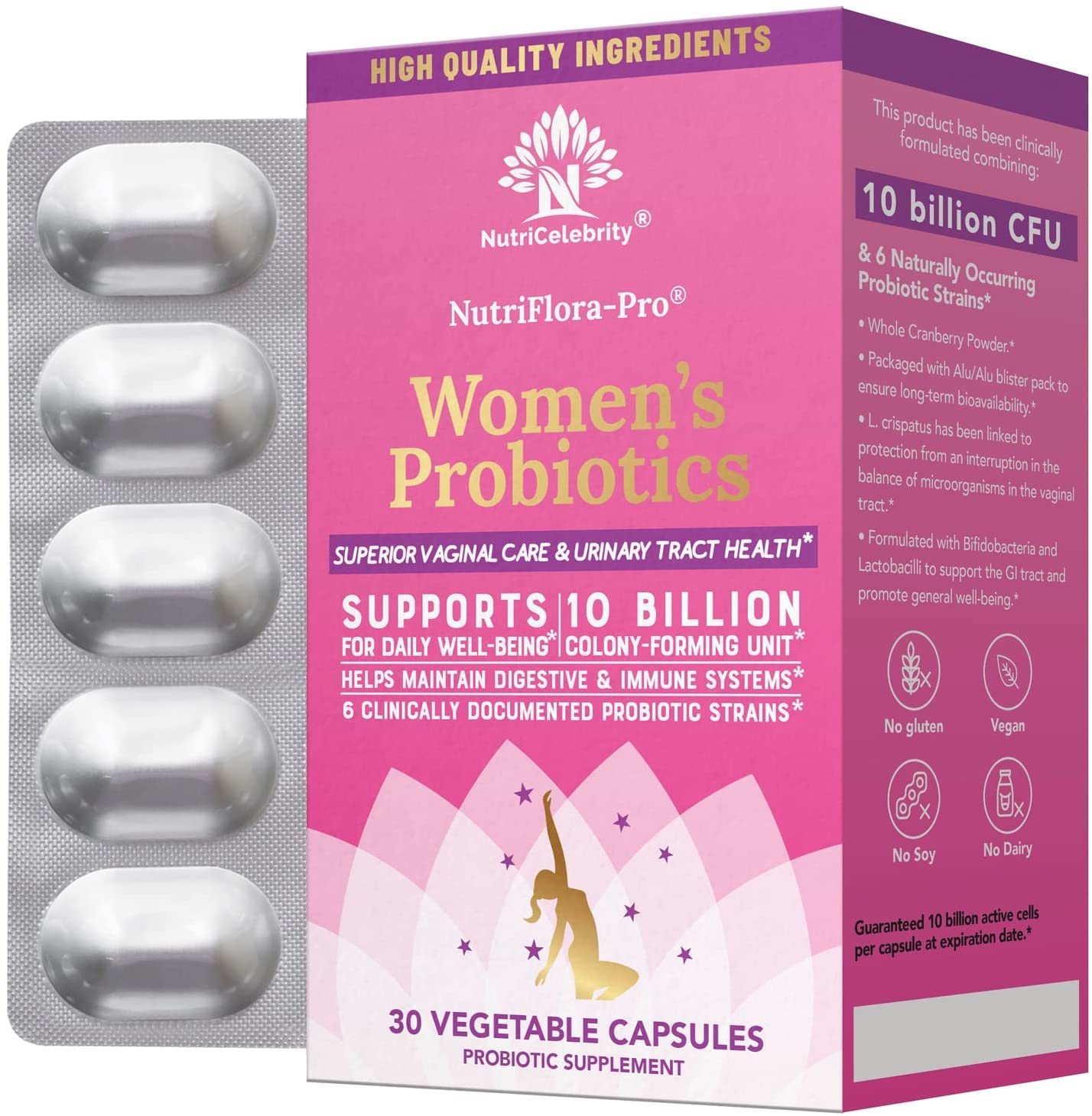 NutriCelebrity NutriFlora-Pro Probiotics for Women, Vaginal, Urinary Health, Immune System Digestive Nutricelebrity uk supplements