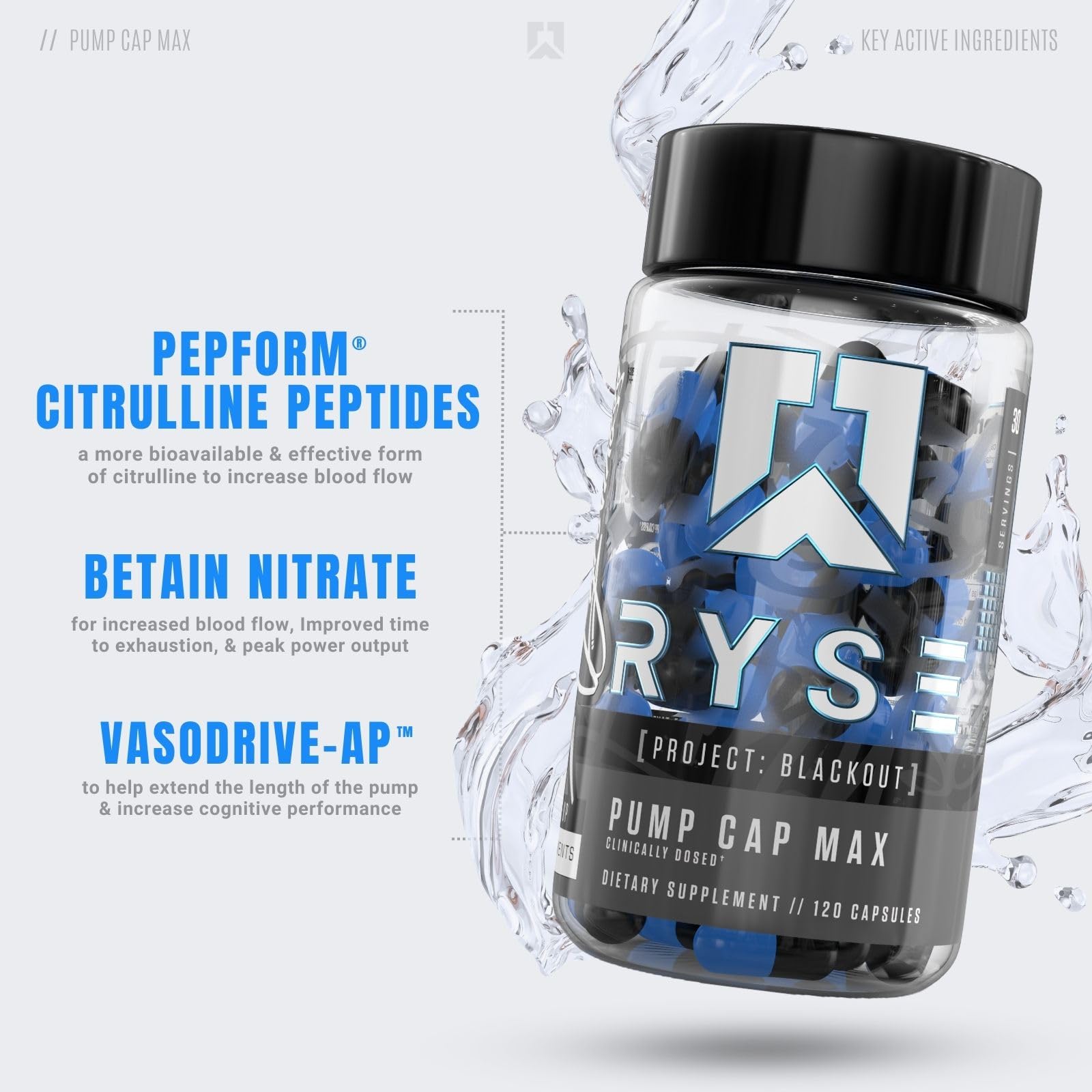 RYSE Up Supplements Project Blackout Pump Cap Max | Stimulant Free Pump Formula RYSE Up Supplements uk supplements