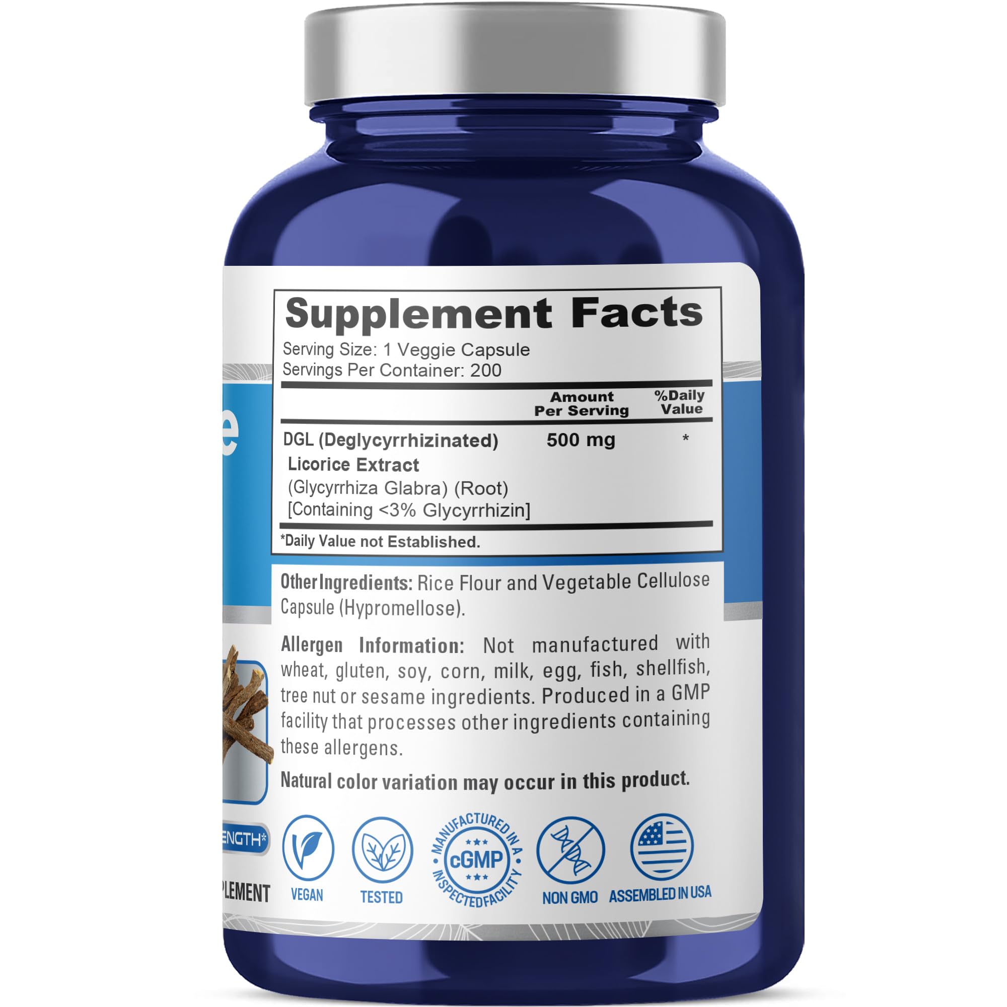 NusaPure DGL Licorice Extract 500 mg 200 Veggie Capsules (Vegan,Non-GMO) NusaPure uk supplements