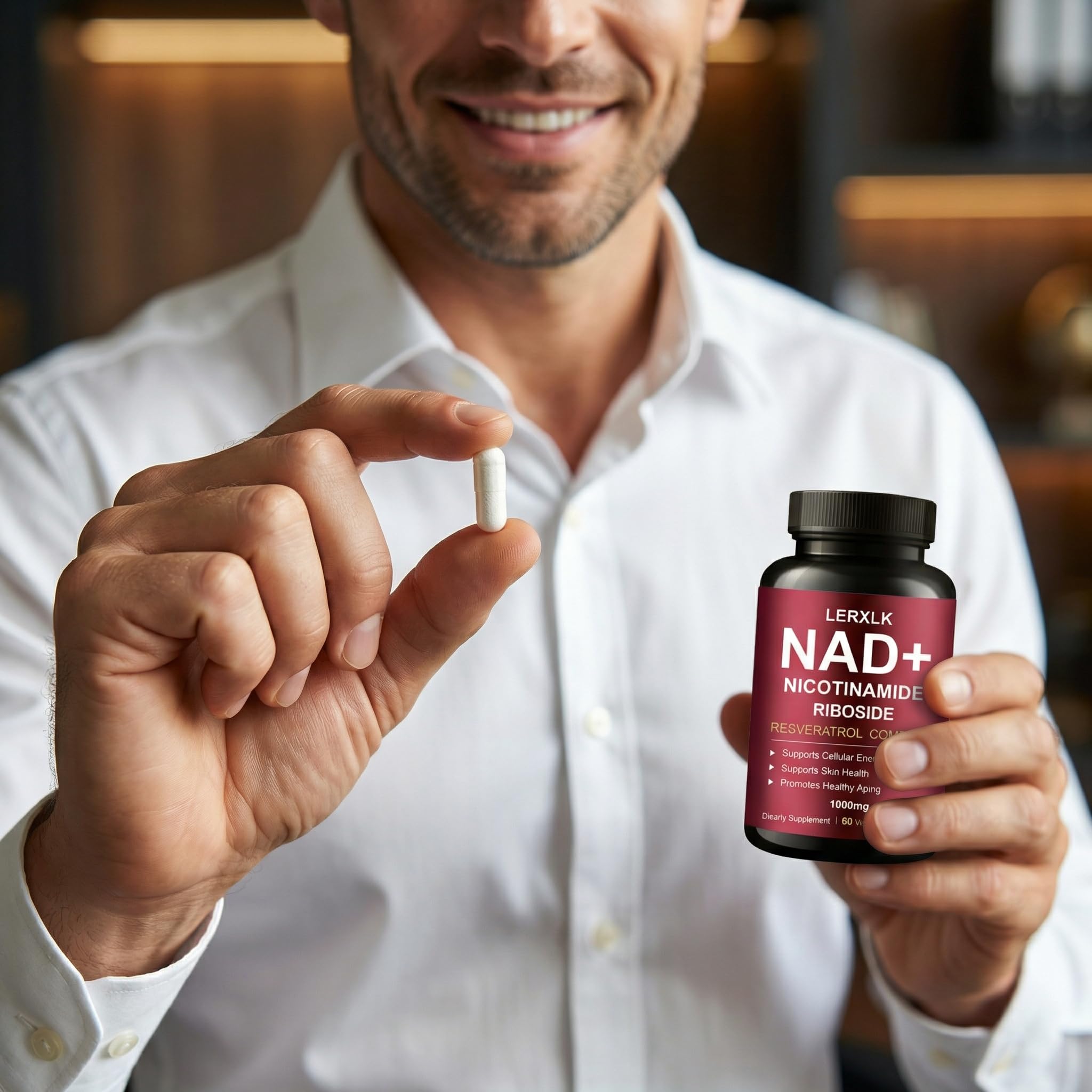 LERXLK NAD+ Supplement 1000mg – Liposomal Nicotinamide Riboside with Resveratrol, Advanced Cellular Energy & Healthy Aging Support, 60 Vegetarian Capsules LERXLK uk supplements