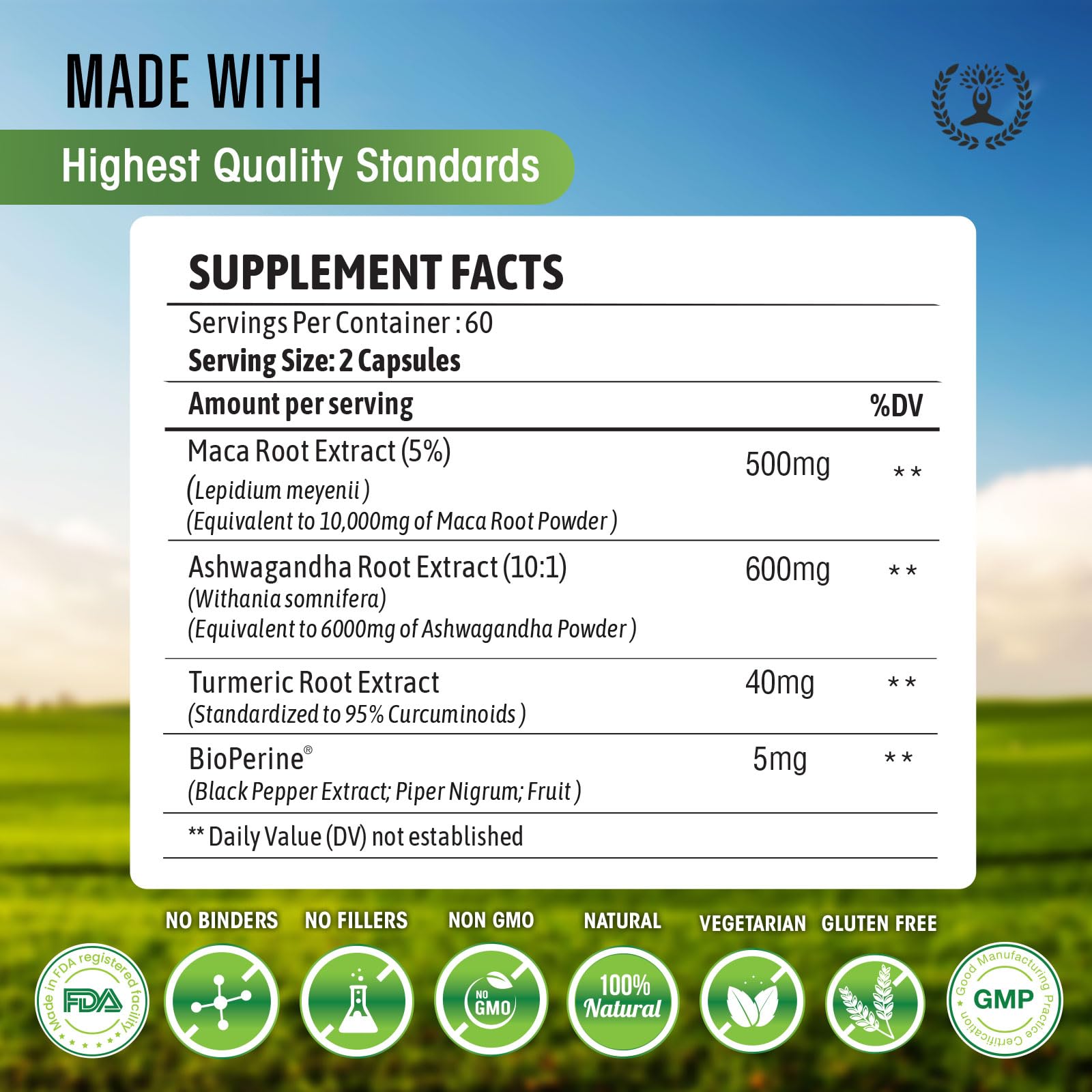 Maca Root 10,000 mg, Ashwagandha 6000mg Extract, Capsules for Men & Women CIRCLE OF NATURE uk supplements