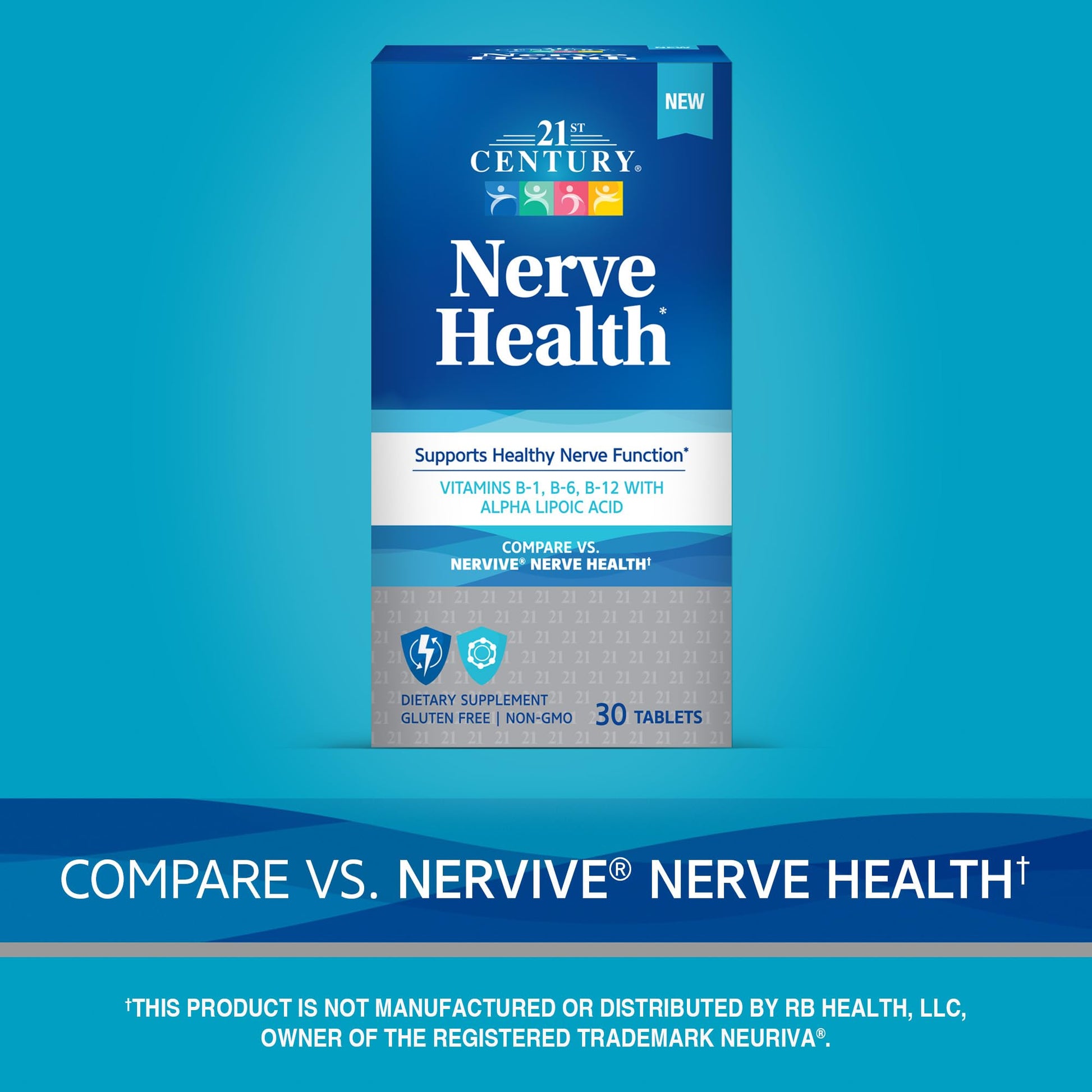 21st Century Nerve Health Tablets (30 Count), Alpha Lipoic Acid 300mg, B1, B6, & B12 Vitamins for Nerve Function Support, Antioxidant ALA Supplement, Gluten Free. Non-GMO, & Vegan 21st Century uk supplements
