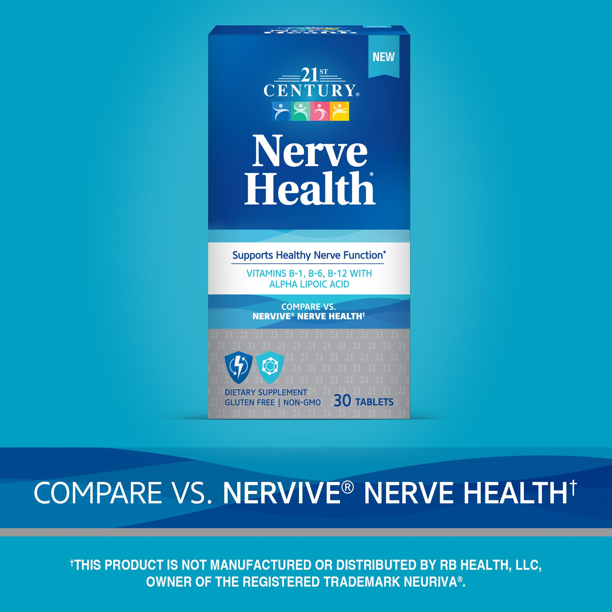 21st Century Nerve Health Tablets (30 Count), Alpha Lipoic Acid 300mg, B1, B6, & B12 Vitamins for Nerve Function Support, Antioxidant ALA Supplement, Gluten Free. Non-GMO, & Vegan 21st Century uk supplements