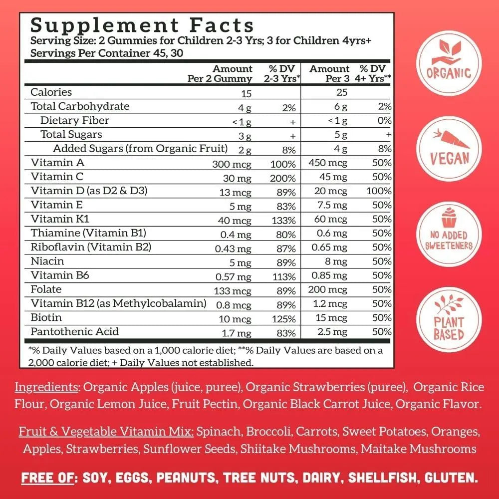Llama Naturals Real Fruit Multivitamin Gummies | Kids & Women's Whole Food-Based Vitamins | No Added Cane Sugar | Llama Naturals uk supplements