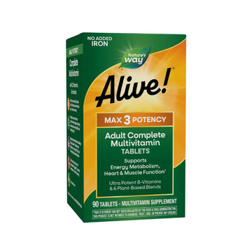 Nature's Way Alive! Max3 Potency Adult Complete Multivitamin, High Potency B-Vitamins to Support Energy Metabolism Nature's Way uk supplements