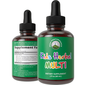 Kids Vitamins from Herbs. Liquid Kids Herbal Multivitamin. No Bitter Taste. Sugar Free 14-in-1 Vegan Supplement Drops for Toddlers, Children, Teens. Mixed in Water They Won't Even Taste It Peak Performance uk supplements