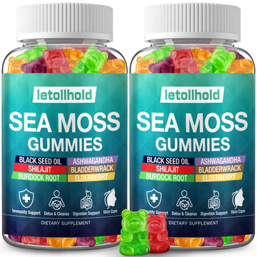 Sea Moss Gummies - Irish Sea Moss Gummies Advanced for Adults with Ashwagandha Bladderwrack & Burdock Root for Supports Immune，Energy - 60 Vegan Gummy,2PCS letollhold uk supplements