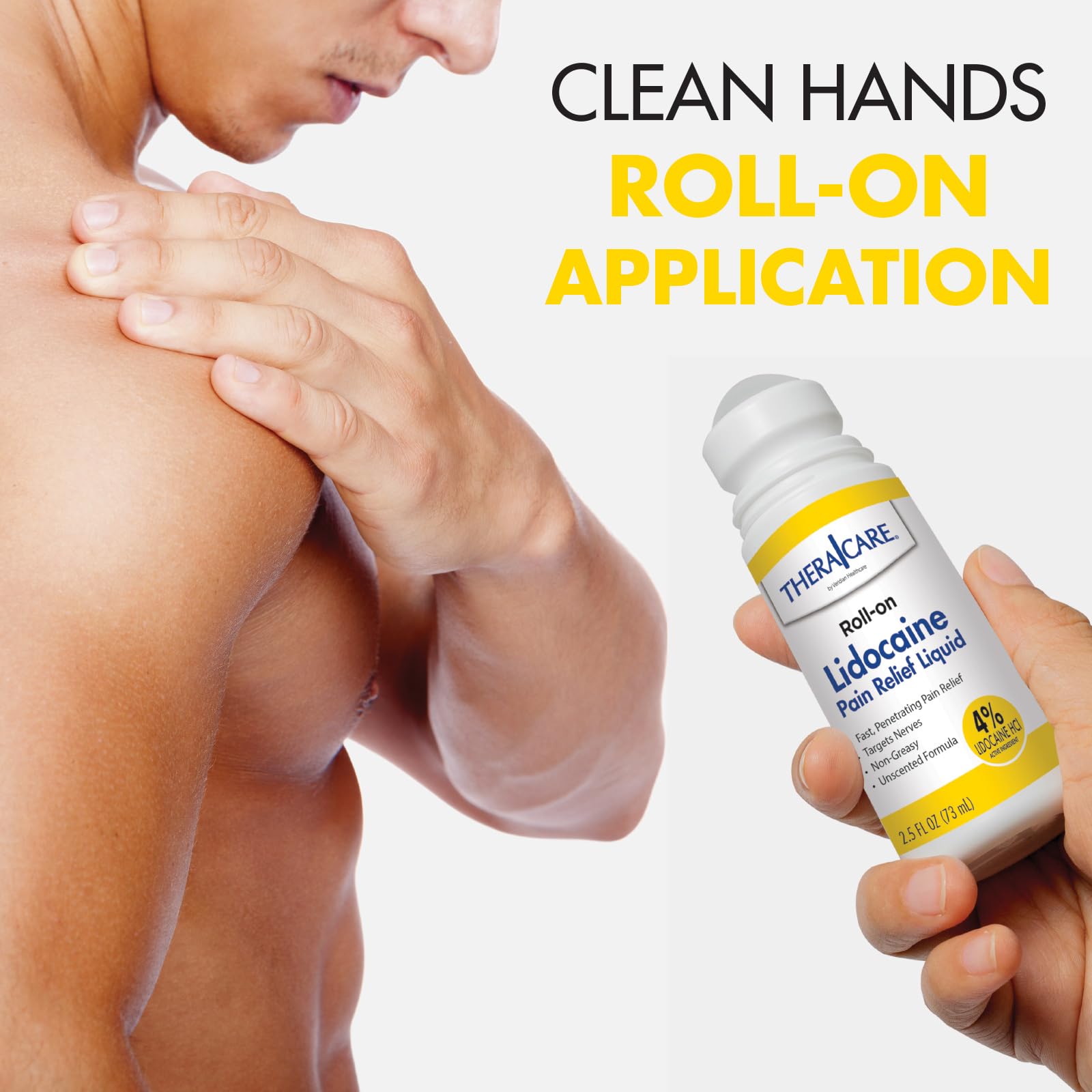 TheraCare 4% Lidocaine Roll-On | OTC Strength | Pain Relief Liquid | 2.5 oz. 73 mL | Non-Greasy, Unscented Formula | Topical Anesthetic Thera Care uk supplements