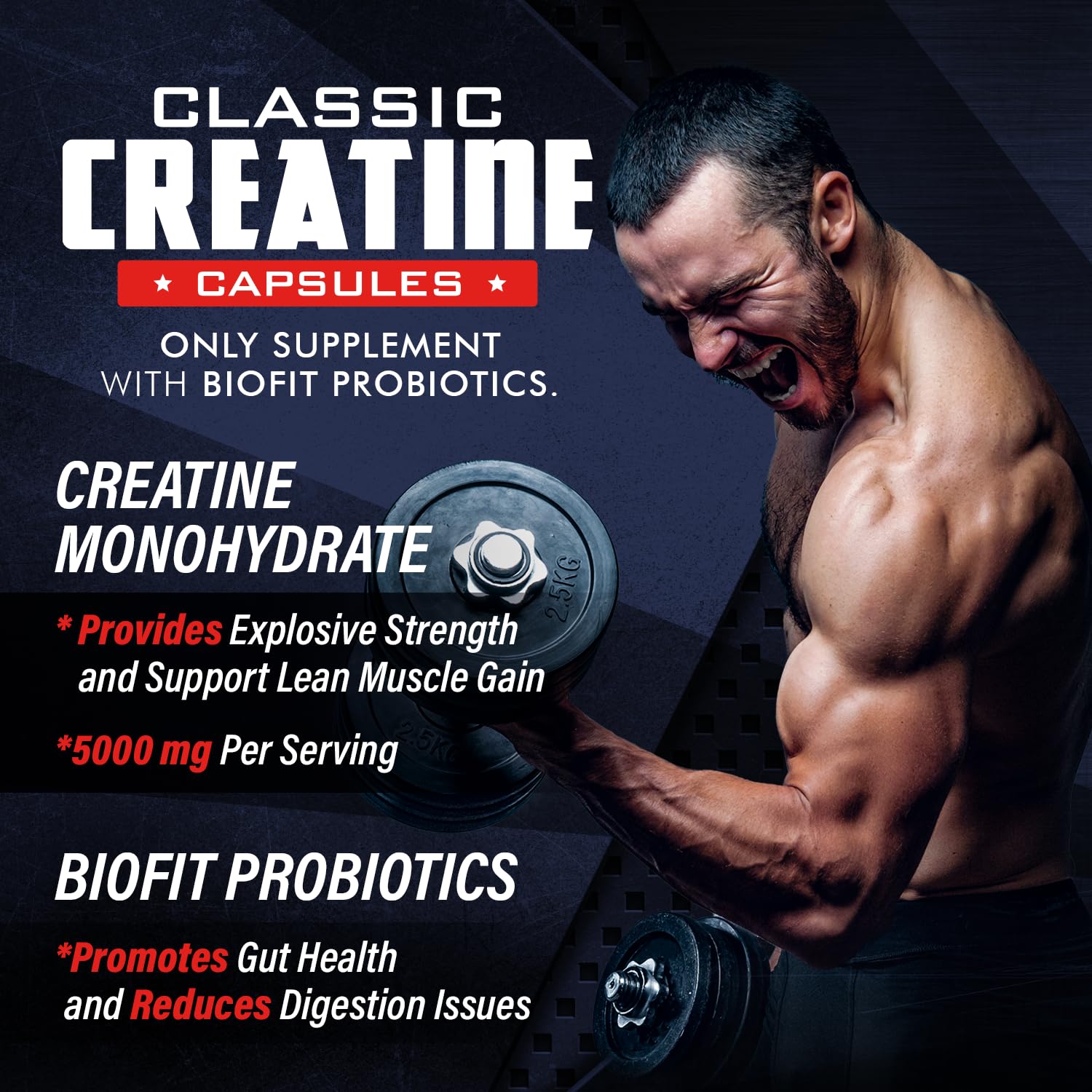 Old School Labs 5000mg Creatine Monohydrate Capsules With BioFit™ (Max Strength) Supports Muscle Growth & Recovery, Performance, Cognitive Health - Creatine Pills for Men & Women, Made in USA 180 Caps Old School Labs uk supplements