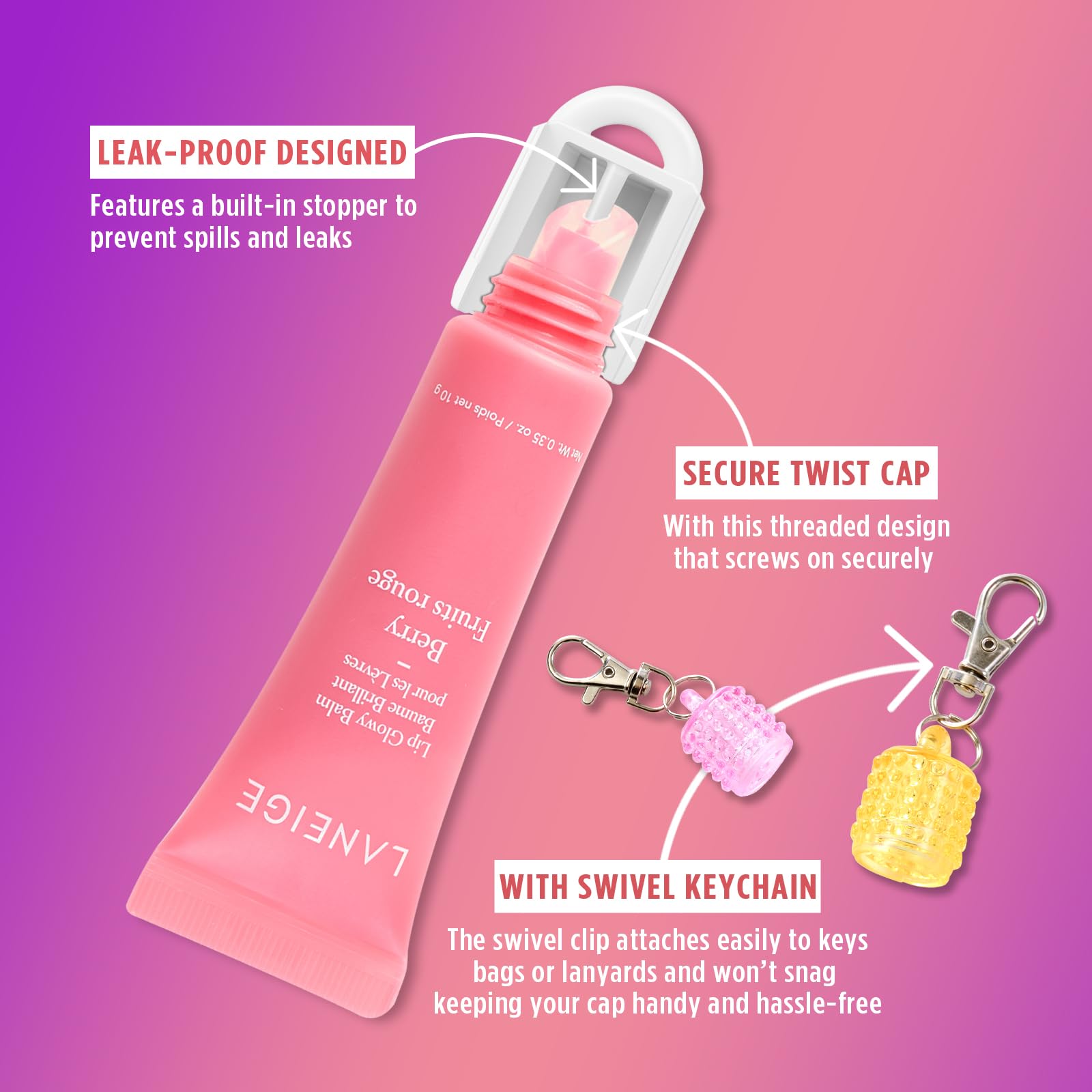 Lip Balm Keychain Cap for Laneige, Summer Friday and Glossier, Lip Balm Holder for Lanyard or Bag, Lip Gloss Keychain for Women,Replacement Cap with Stopper Prevent Spills Cupoita uk supplements