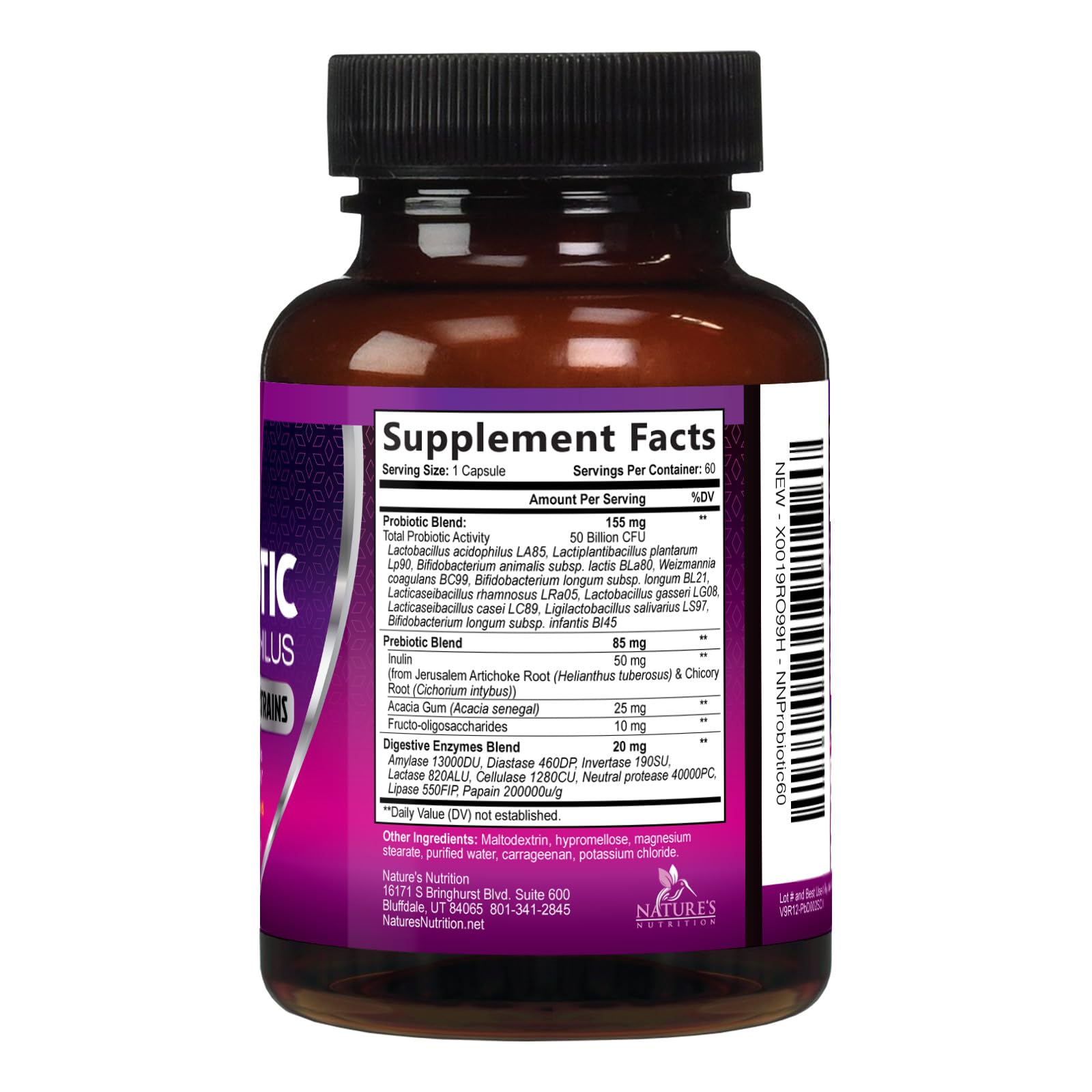 Probiotics 50 Billion CFU per Serving - 10 Strains + Prebiotics - Digestive Health, Gut & Immune Support - Supports Occasional Constipation, Gas & Bloating for Women & Men Shelf Stable - 60 Capsules Nature's Nutrition uk supplements