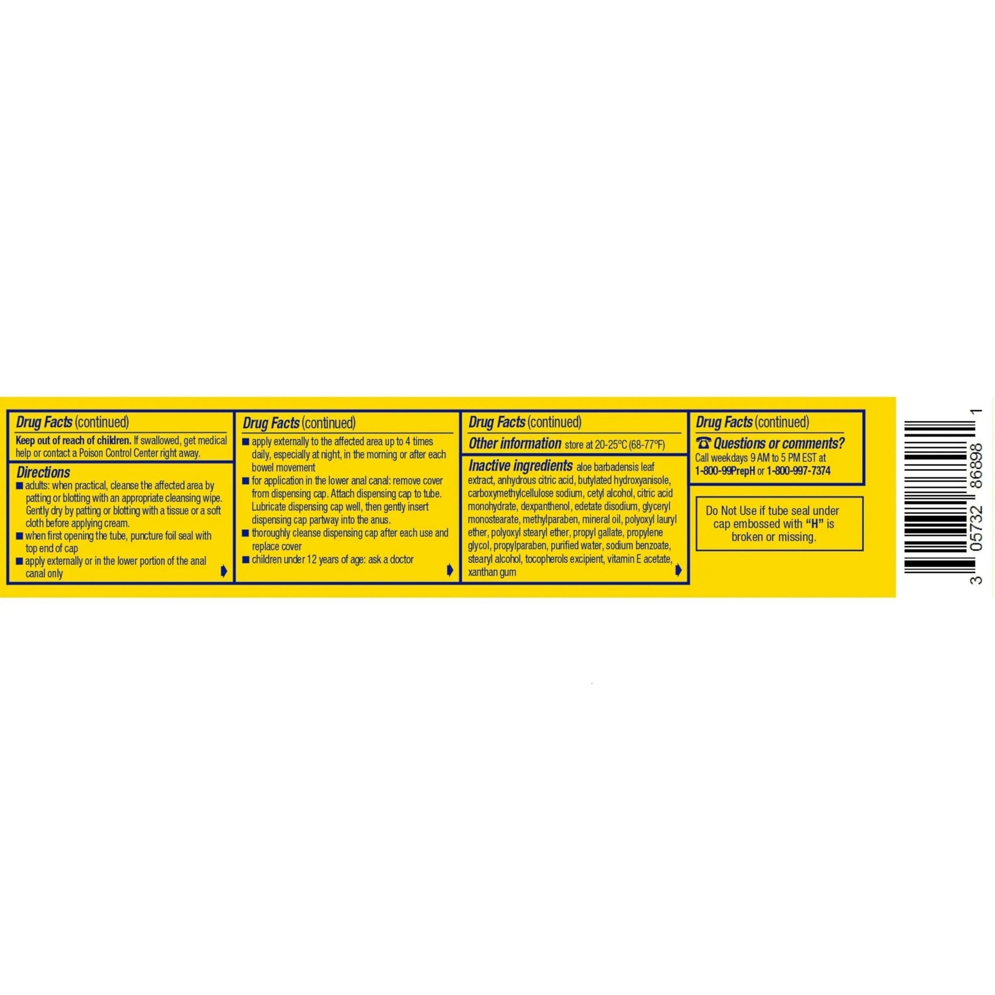 Preparation H Hemorrhoid Cream with Aloe for Multi-Symptom Relief - 1.8 Oz Tube Preparation H uk supplements