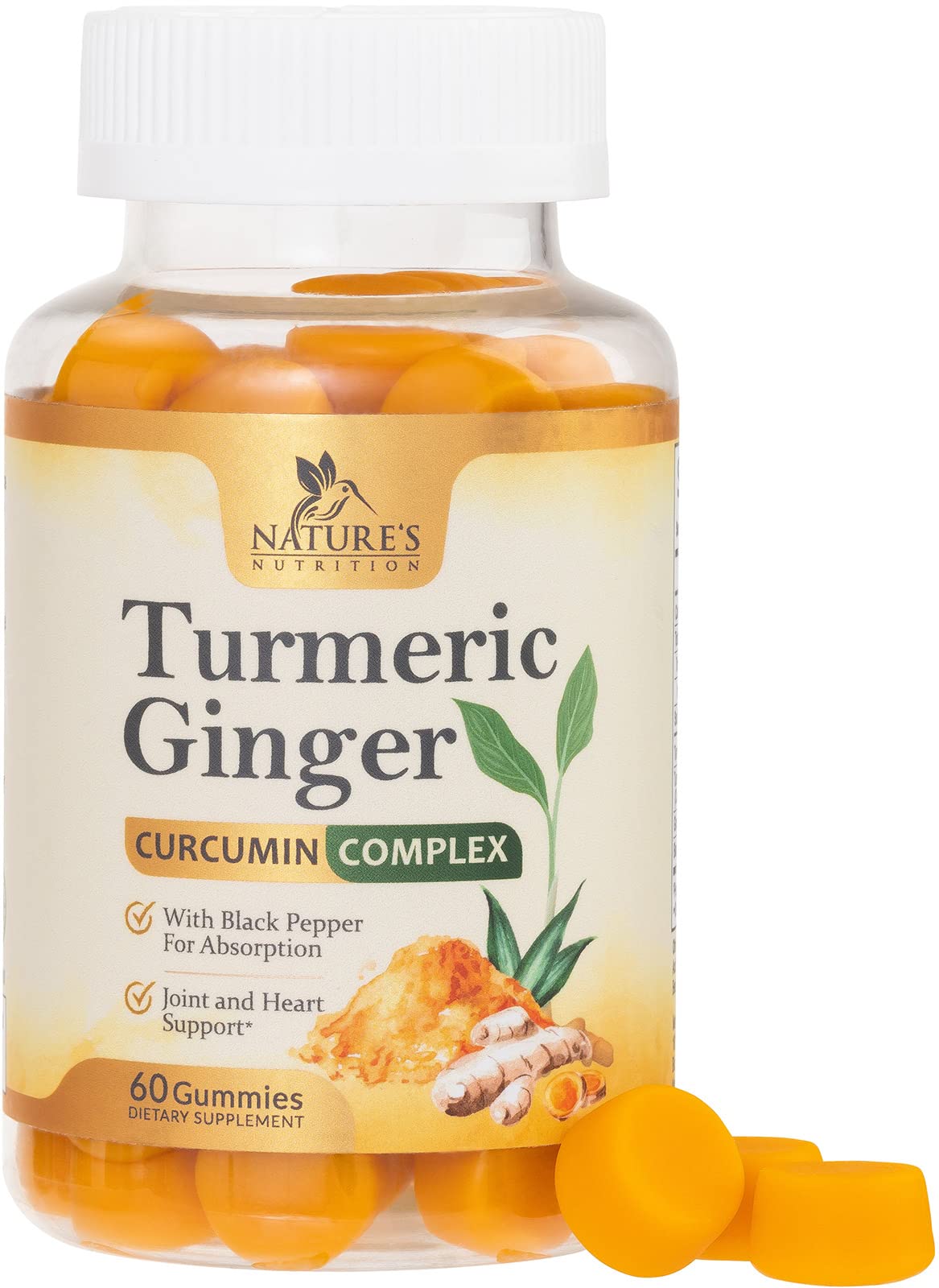 Turmeric Ginger Gummies - Vegan Turmeric Curcumin Gummy with 95% Curcuminoids Nature's Nutrition uk supplements