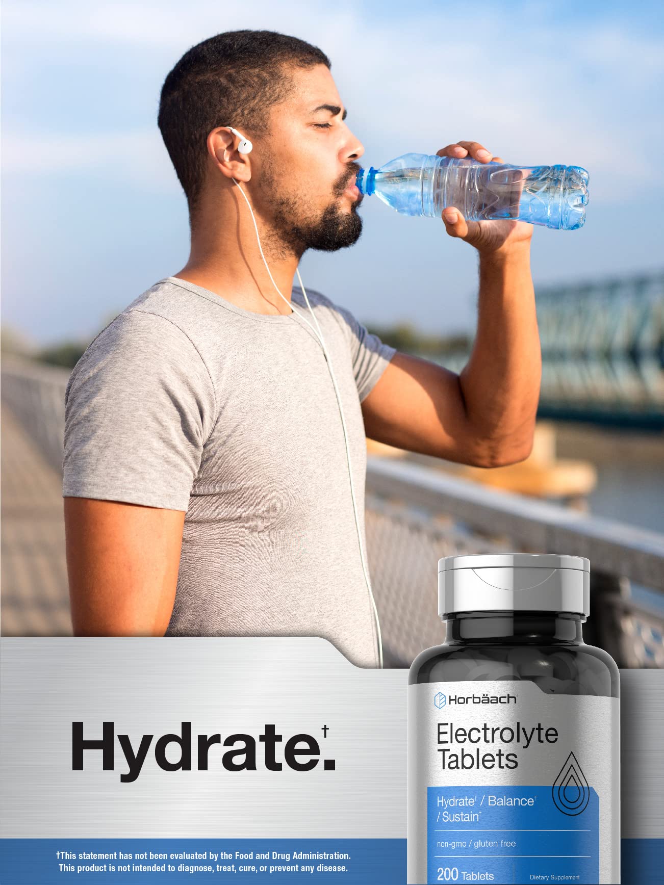 Horbäach Electrolyte Tablets | 200 Count | Helps Hydrate, Balance, & Sustain | with Calcium, Magnesium, Chloride, Sodium and Potassium | Vegetarian, Non-GMO & Gluten Free Horbäach uk supplements