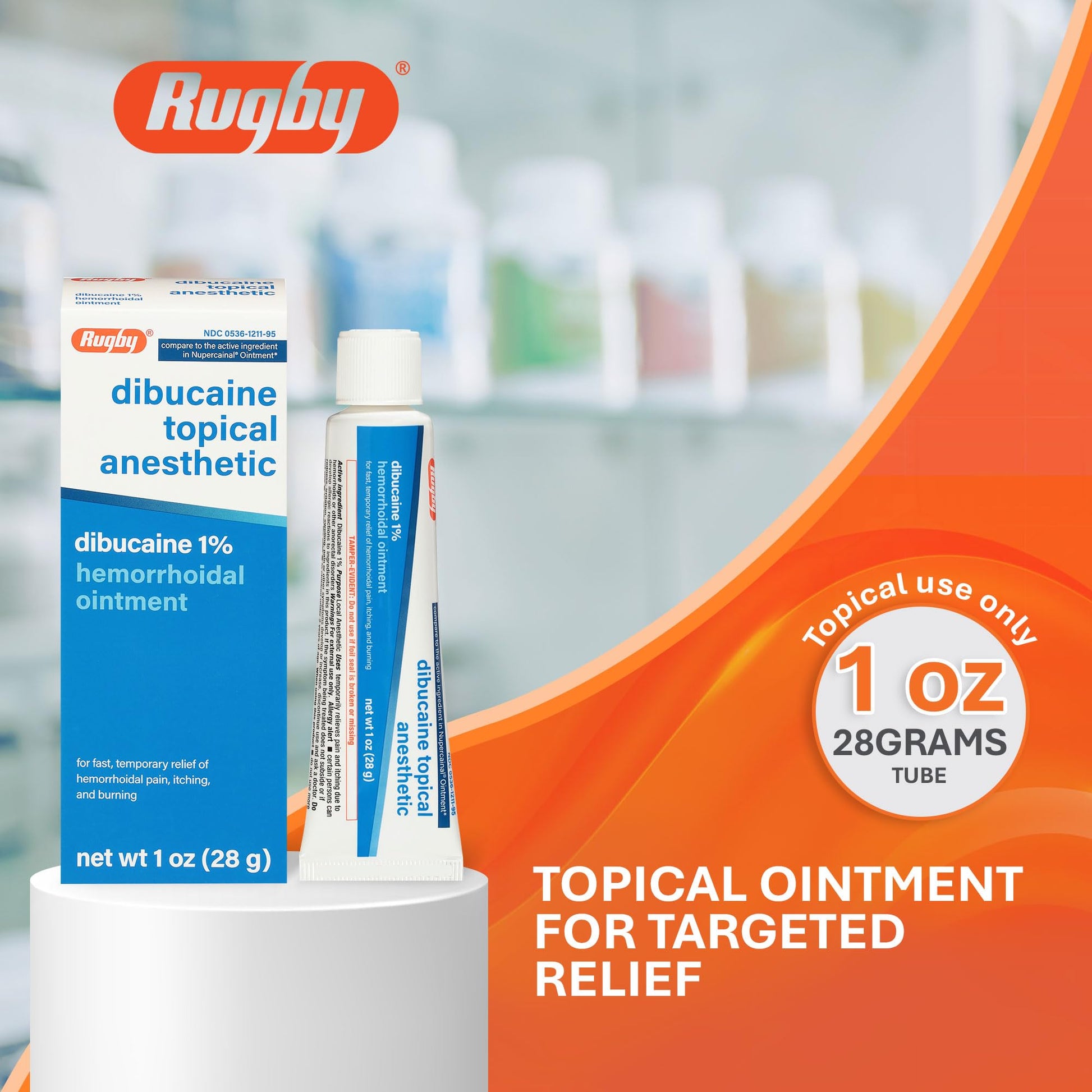 Rugby Dibucaine Topical Anesthetic 1% Hemorrhoid Ointment - Pain Relief Cream for Itching and Burning, Hemorrhoid Treatment, Anti Itch Cream 1 Oz (3 Pack) RUGBY LABORATORIES uk supplements