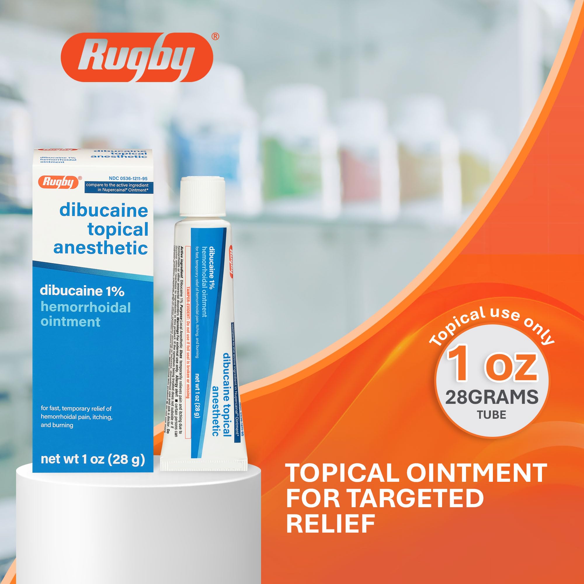 Rugby Dibucaine Topical Anesthetic 1% Hemorrhoid Ointment - Pain Relief Cream for Itching and Burning, Hemorrhoid Treatment, Anti Itch Cream 1 Oz (3 Pack) RUGBY LABORATORIES uk supplements