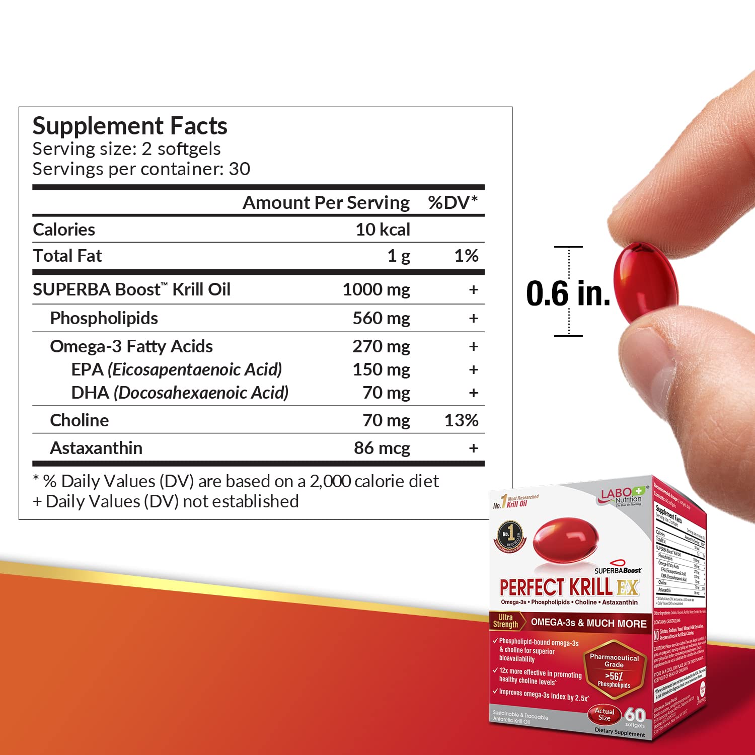 LABO Nutrition Perfect Krill EX, The Purest Ultra Strength Antarctic Krill Oil, Highest Phosph LABO Nutrition uk supplements