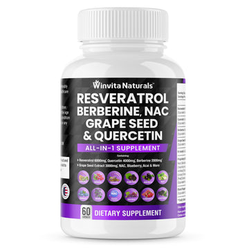 Resveratrol 6000mg Quercetin 4000mg Berberine 2000mg Grape Seed Extract 3000mg Winvita Naturals uk supplements