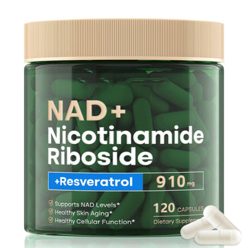 NAD Supplement 120 Capsules, Liposomal Nicotinamide Riboside, Resveratrol, Quercetin, NAD Nicotinamide Riboside Resveratrol 910mg for Women & Men, NAD Supplement for Anti Aging and Cell Regeneration RHBESTOK uk supplements