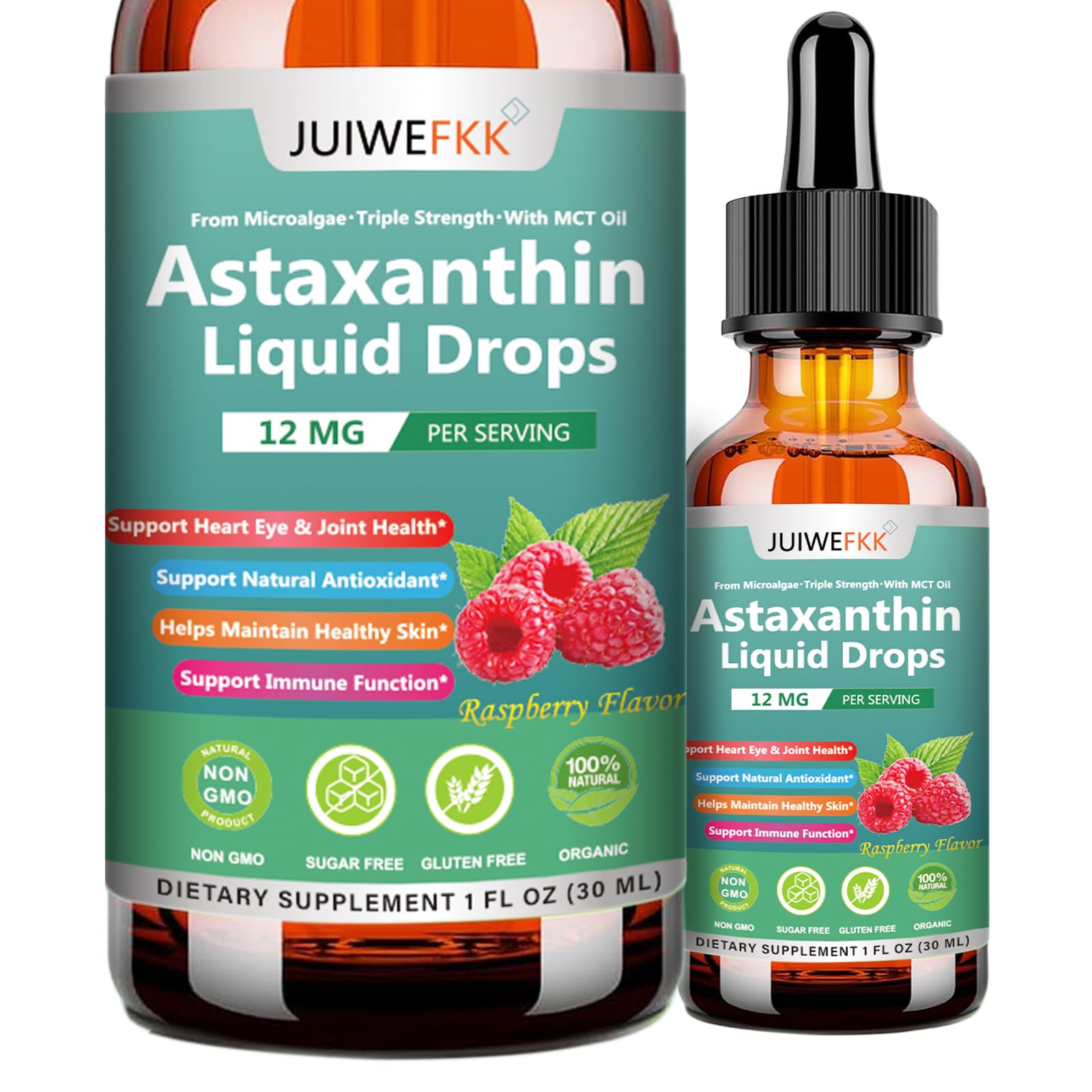 JUIWEFKK Astaxanthin Supplement 12mg Liquid Drops, Premium Natural Astaxanthin Antioxidant from Fresh Microalgae Source w. Mct Oi for Eye Immune Joint Skin Health, Liquid Formula for Max Absorption JUIWEFKK uk supplements