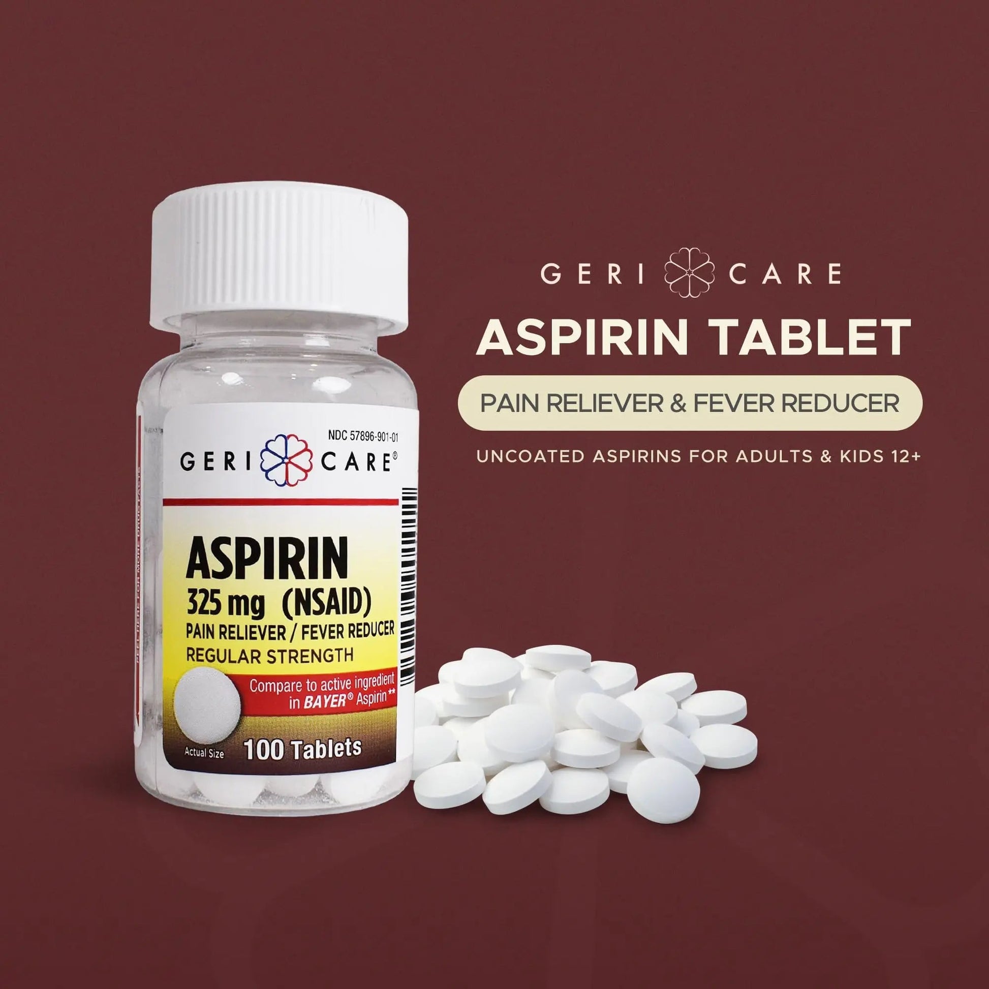 GeriCare Bottled Aspirin 325mg 100 Count Bottle (Pack of 1) GeriCare uk supplements