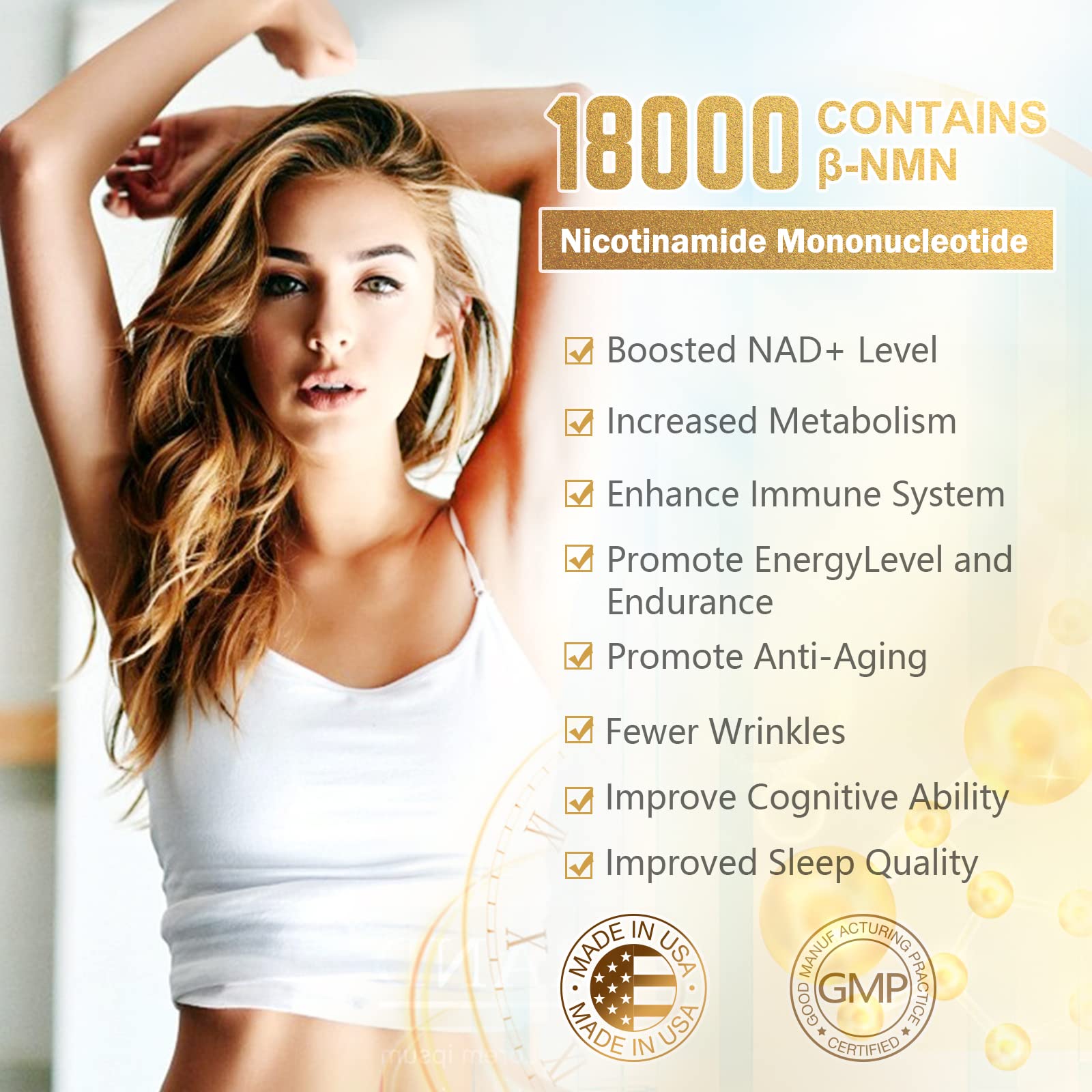 KFG NMN 18000 - NMN Nicotinamide Mononucleotide Supplement with Resveratrol, Stabilized Form & 99% High Purity to Boost NAD+ Levels for DNA Repair Supplement,for Healthy Aging,60 Capsules KFG uk supplements