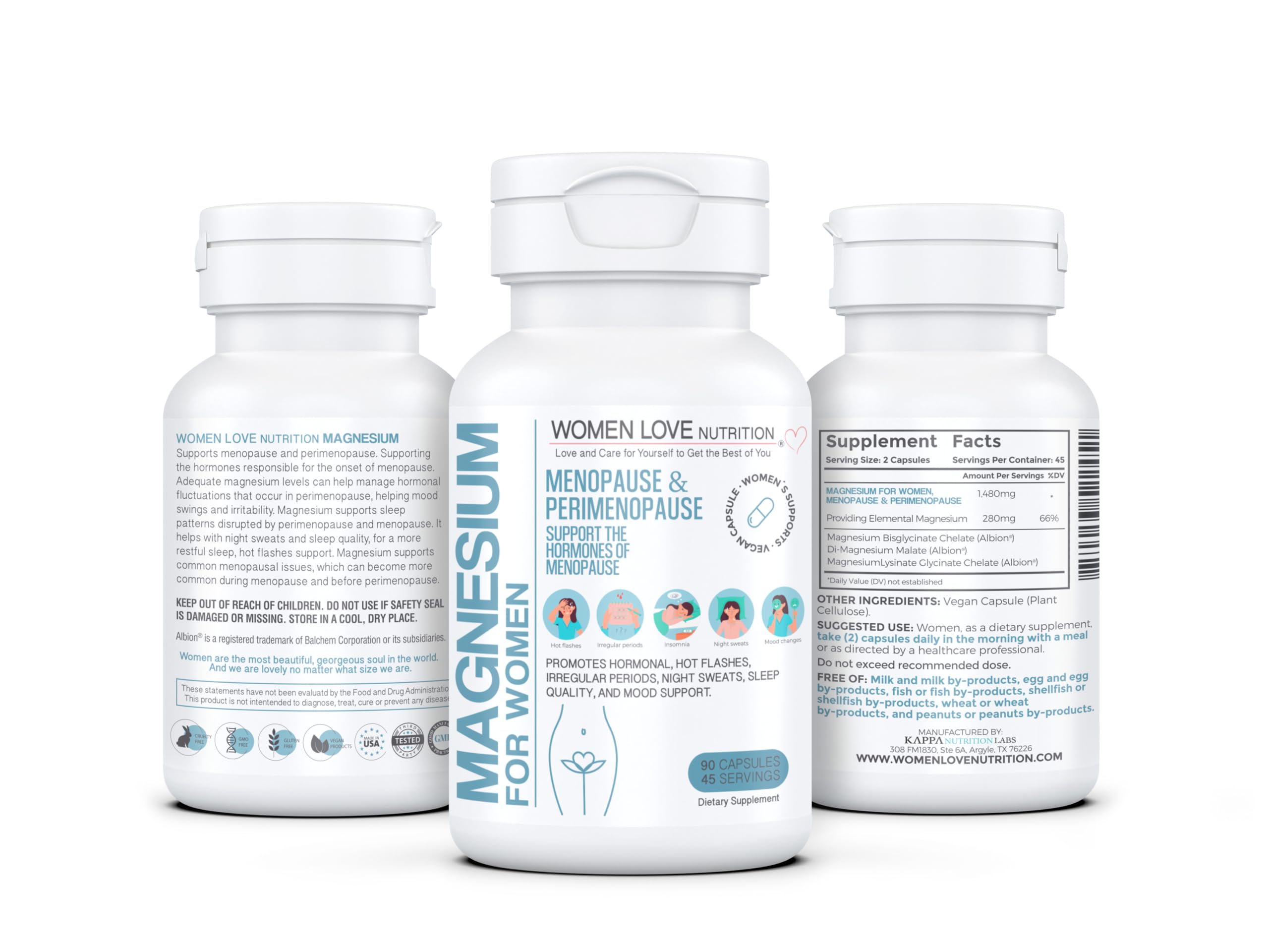 WOMEN LOVE NUTRITION, Magnesium for Women, Menopause & Peromenopause (90 Capsules) WOMEN LOVE NUTRITION uk supplements