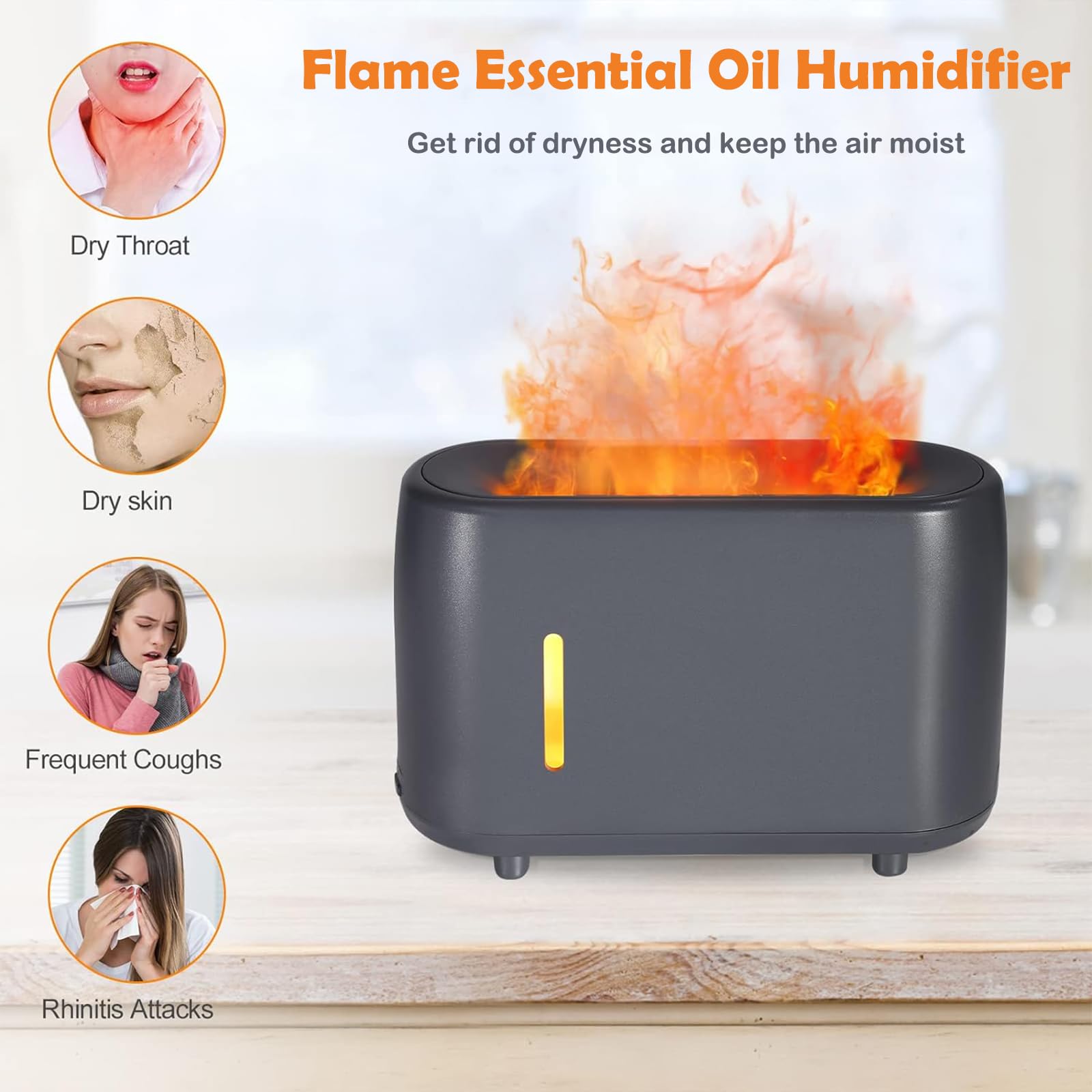 Flame Diffuser Humidifier 240ML for Essential Oils, Smart Timing with 7 Changeable Colors, Dual Mist AOSUMWITHU uk supplements