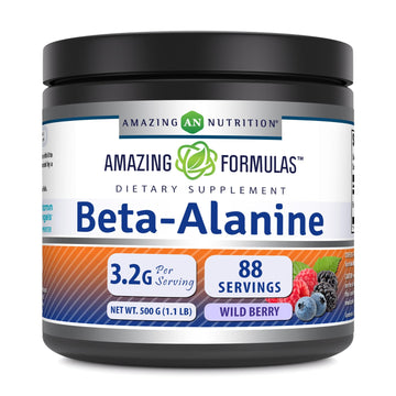 Amazing Formulas Beta Alanine 500 Grams (1.1 Lb) Powder Supplement | Wild Berry Flavor Amazing Nutrition uk supplements