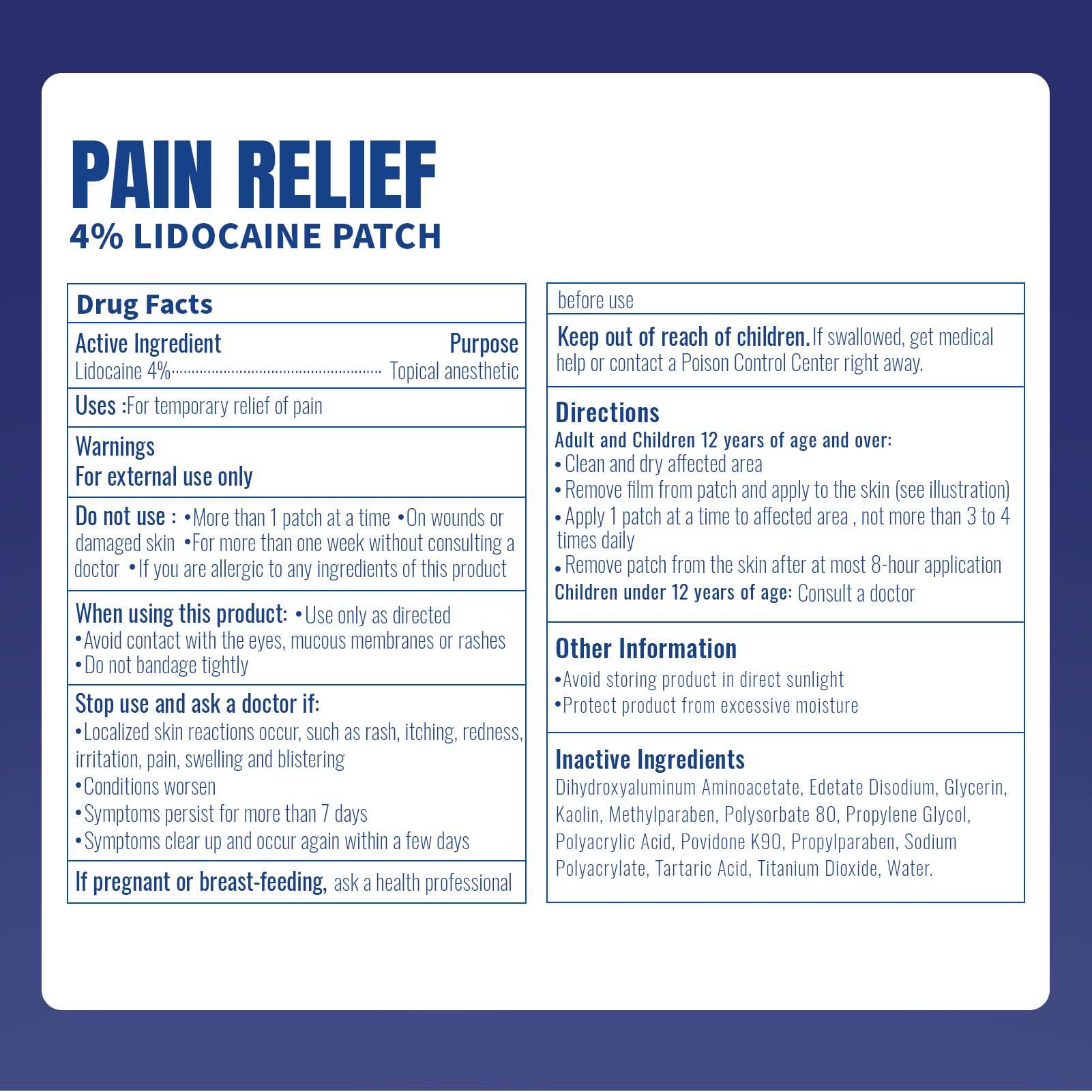 ZEEY 4% Lidocaine Pain Relief Patches, Maximum Strength OTC, for Back, Knee, Neck, Shoulders, Joints, Muscle Soreness, Fast Acting, Topical Anesthetic, Large Gel Patch, 5.5" x 3.94", 20Ct ZEEY uk supplements